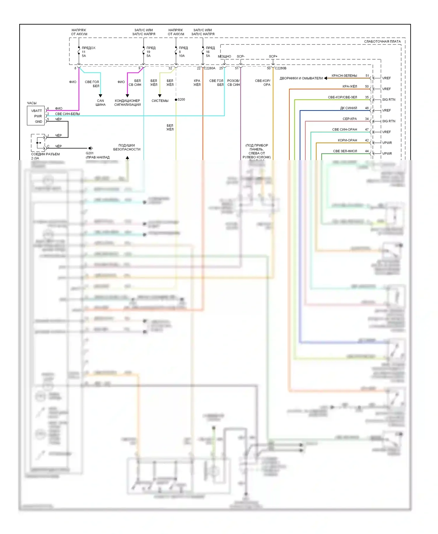 Monterey Mercury VIII (2003-2007): Электросхема приборной панели 