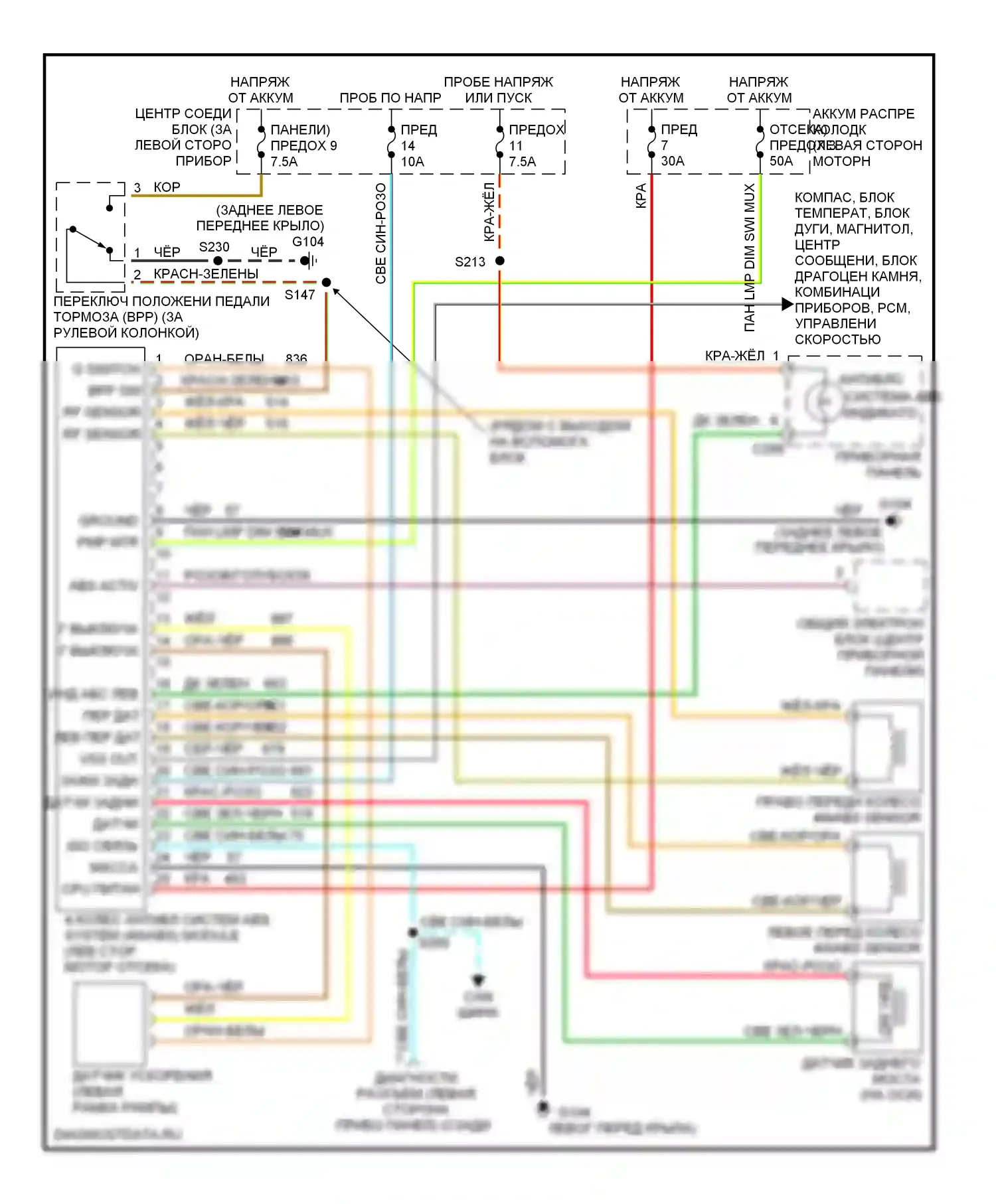 Mountaineer Mercury I рестайлинг (1997-2001): Электросхемы антиблокировочной системы abs 