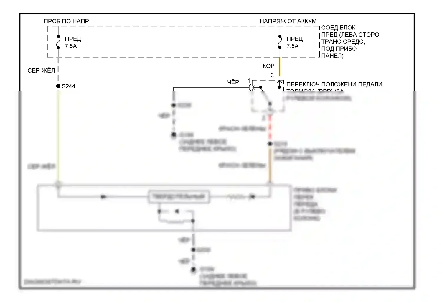 Mountaineer Mercury I рестайлинг (1997-2001): Электросхема блокировки селектора 