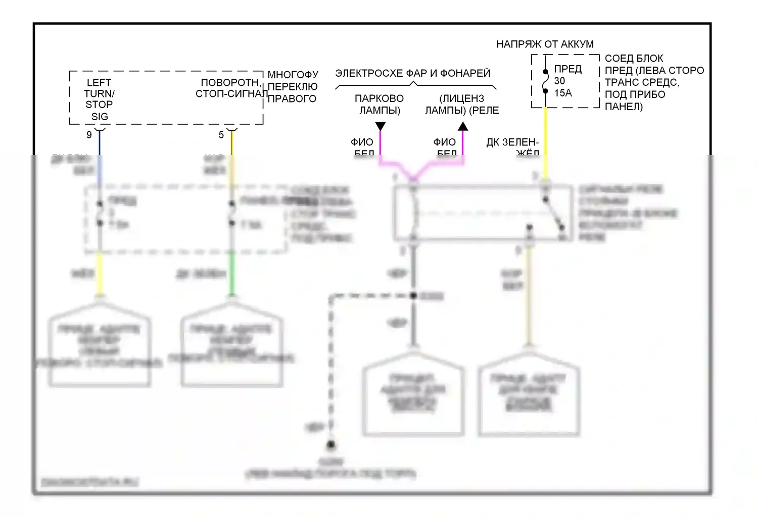 Mountaineer Mercury I рестайлинг (1997-2001): Электросхема адаптера прицепа/кемпера 