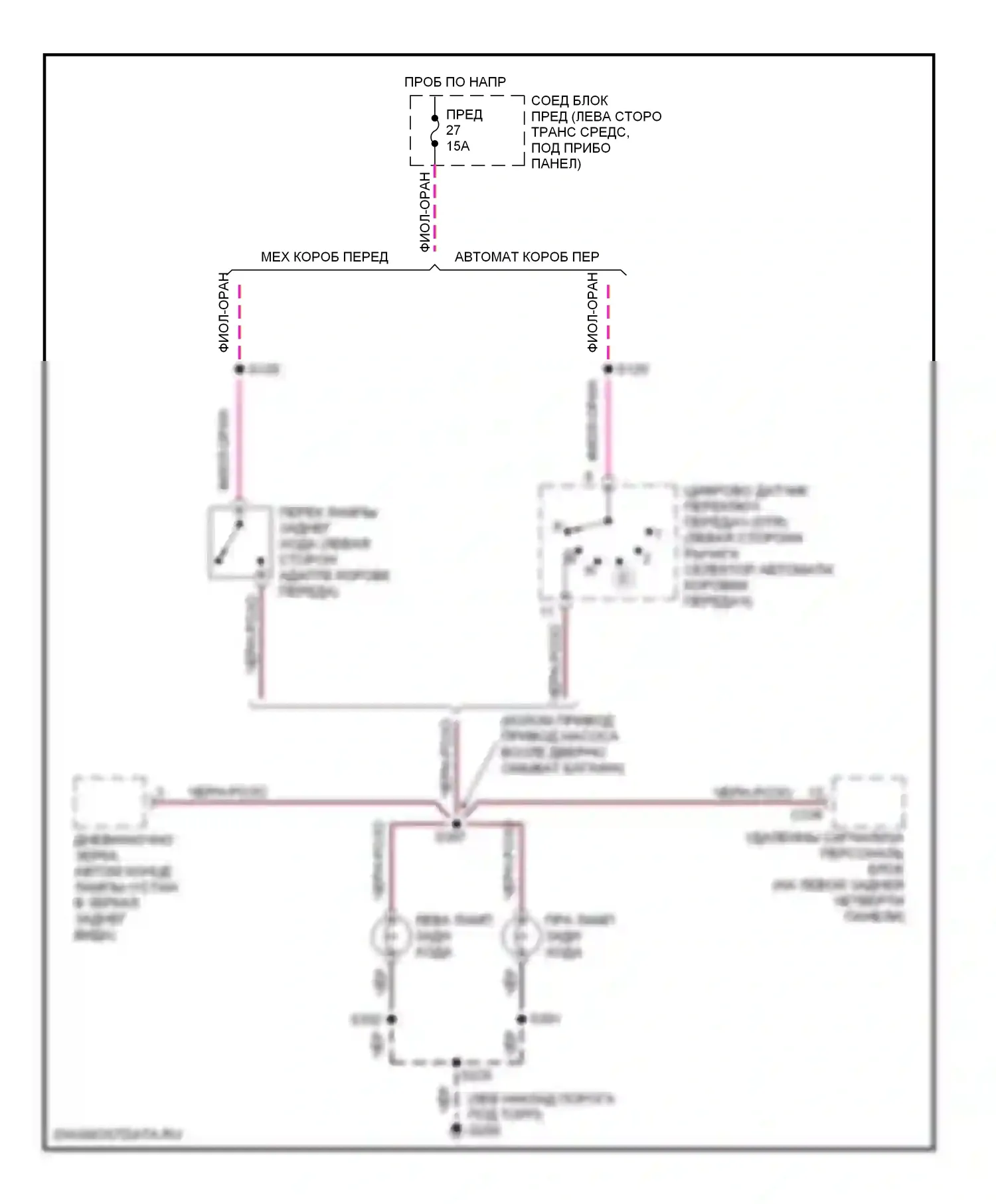 Mountaineer Mercury I рестайлинг (1997-2001): Электросхема фонарей заднего хода 