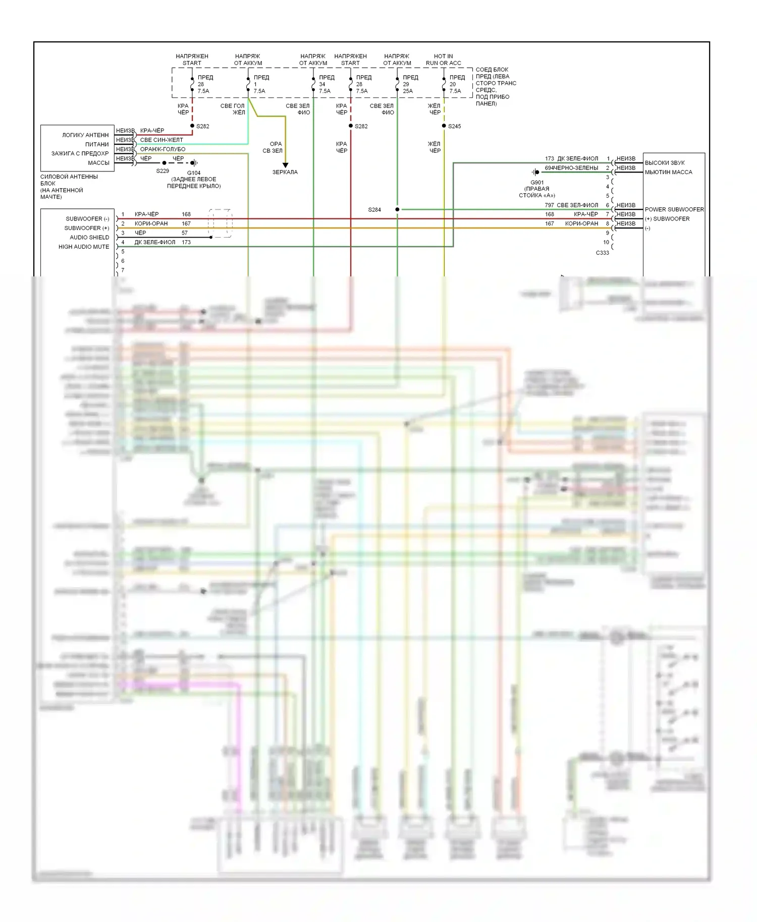 Mountaineer Mercury I рестайлинг (1997-2001): Магнитола- электросхемы, со звуком mach 