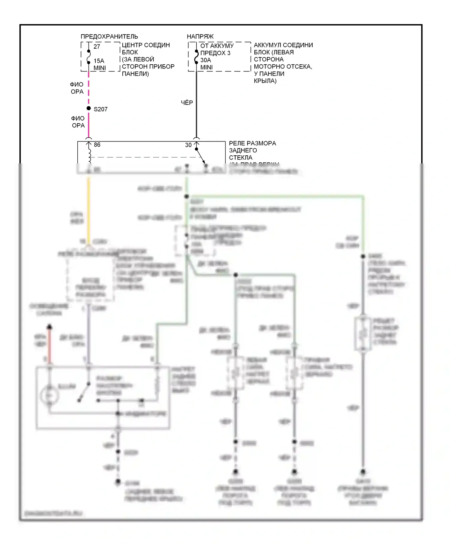 Mountaineer Mercury I рестайлинг (1997-2001): Электросхема подогрева 