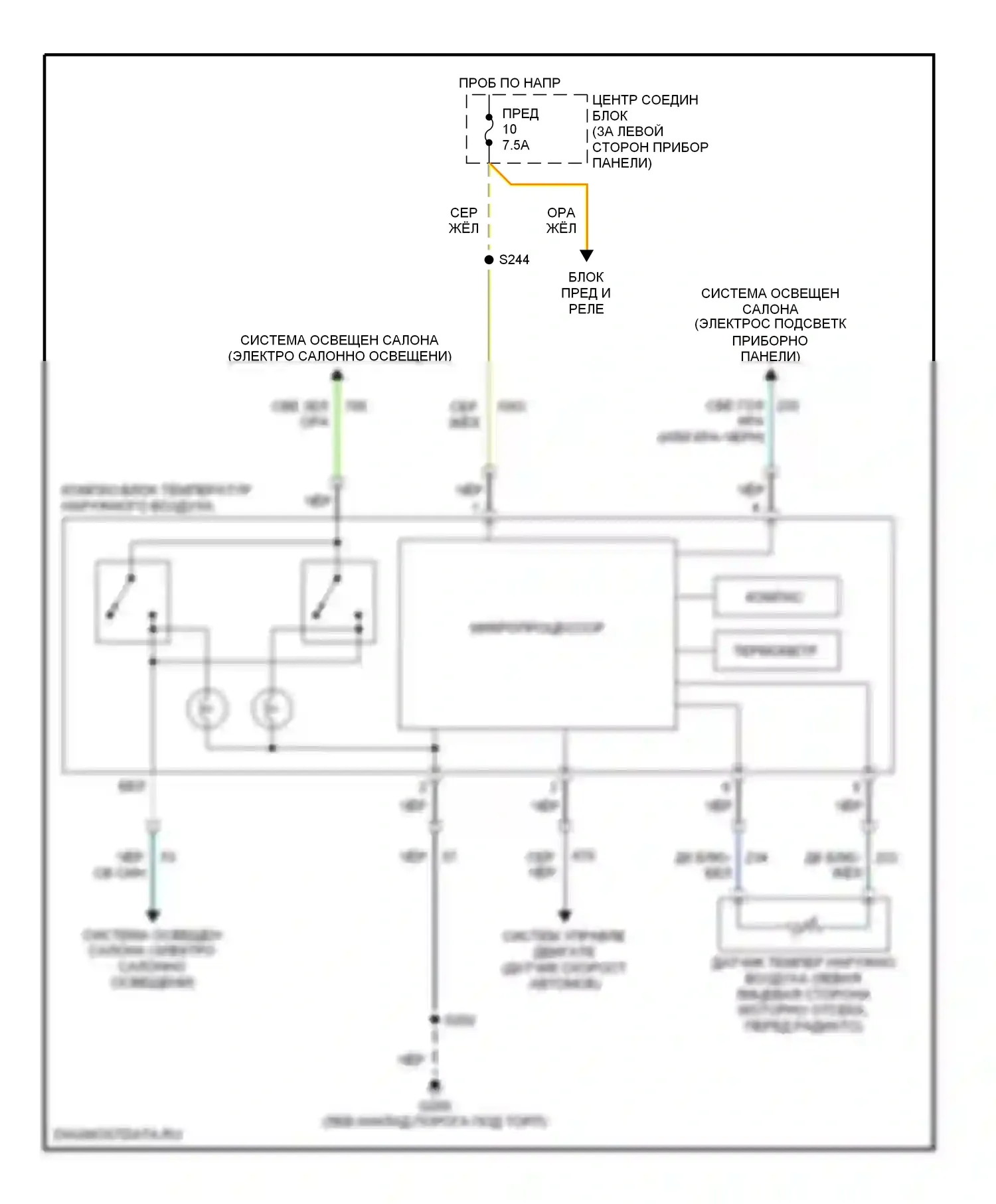 Mountaineer Mercury I рестайлинг (1997-2001): Электросхема потолочного пульта 