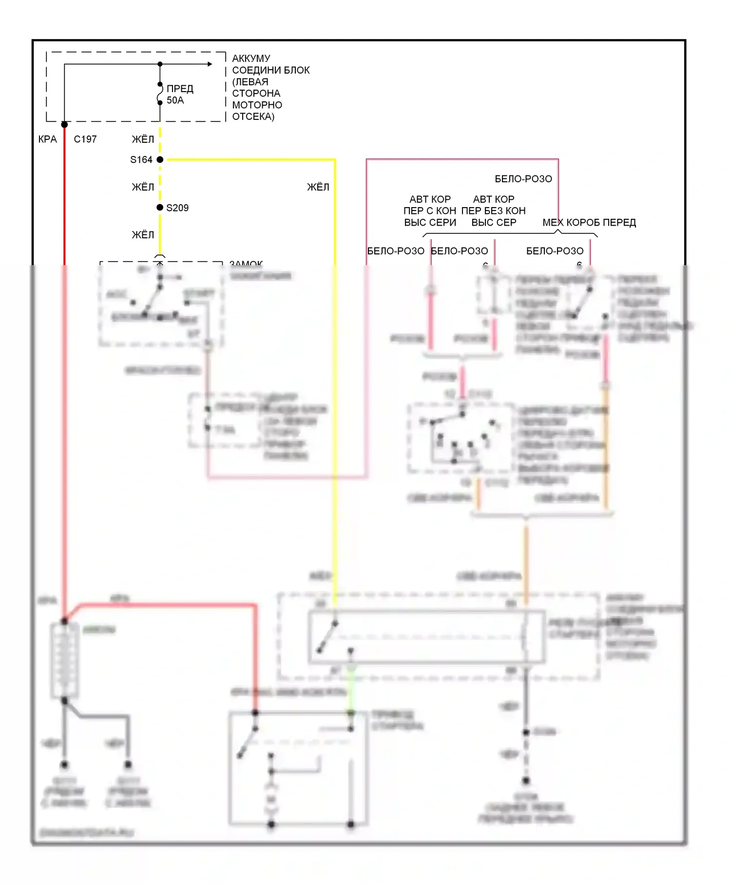 Mountaineer Mercury I рестайлинг (1997-2001): Электросхема стартера 