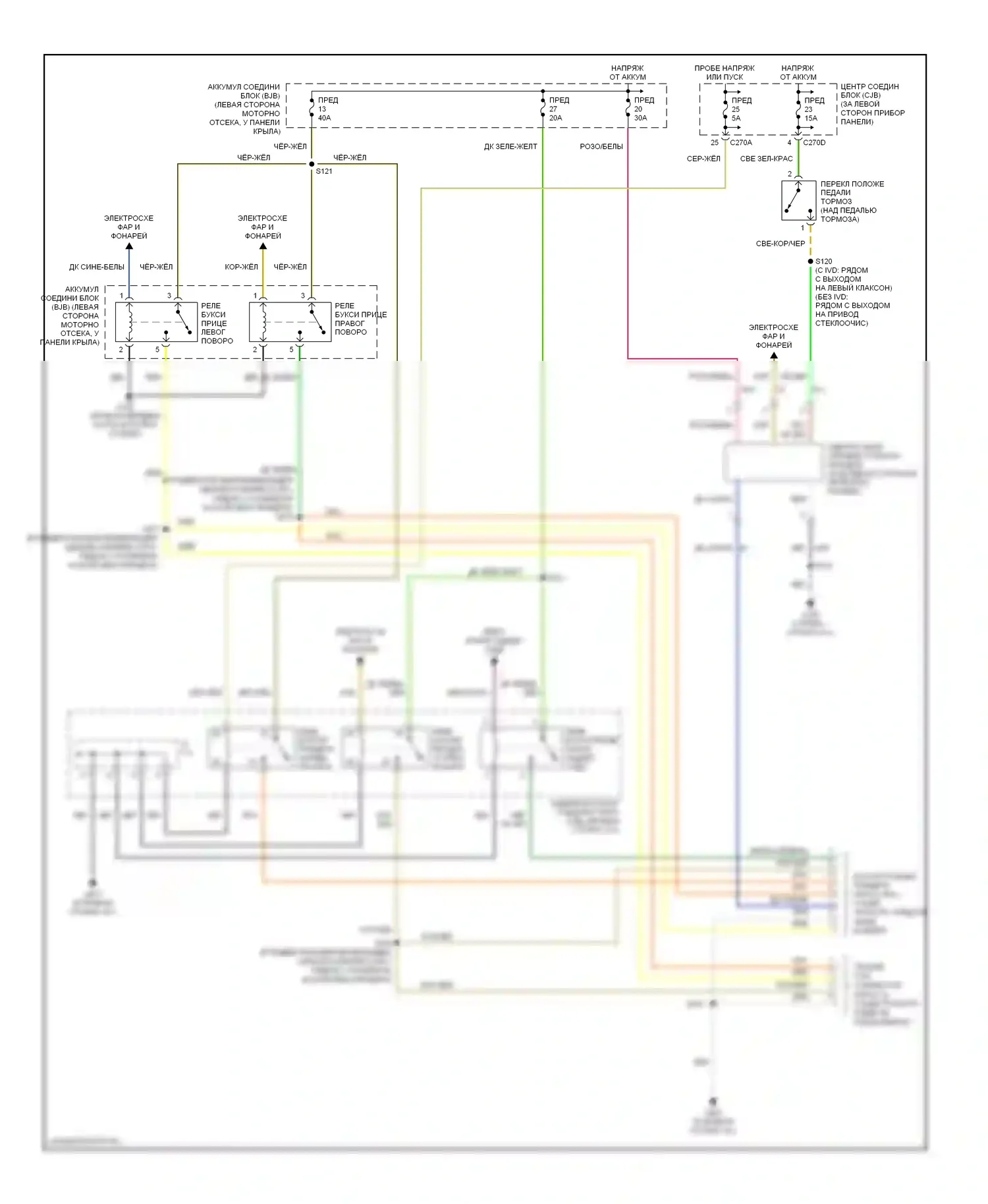Mountaineer Mercury II (2001-2005): Электросхема буксировки прицепа, поздний выпуск 