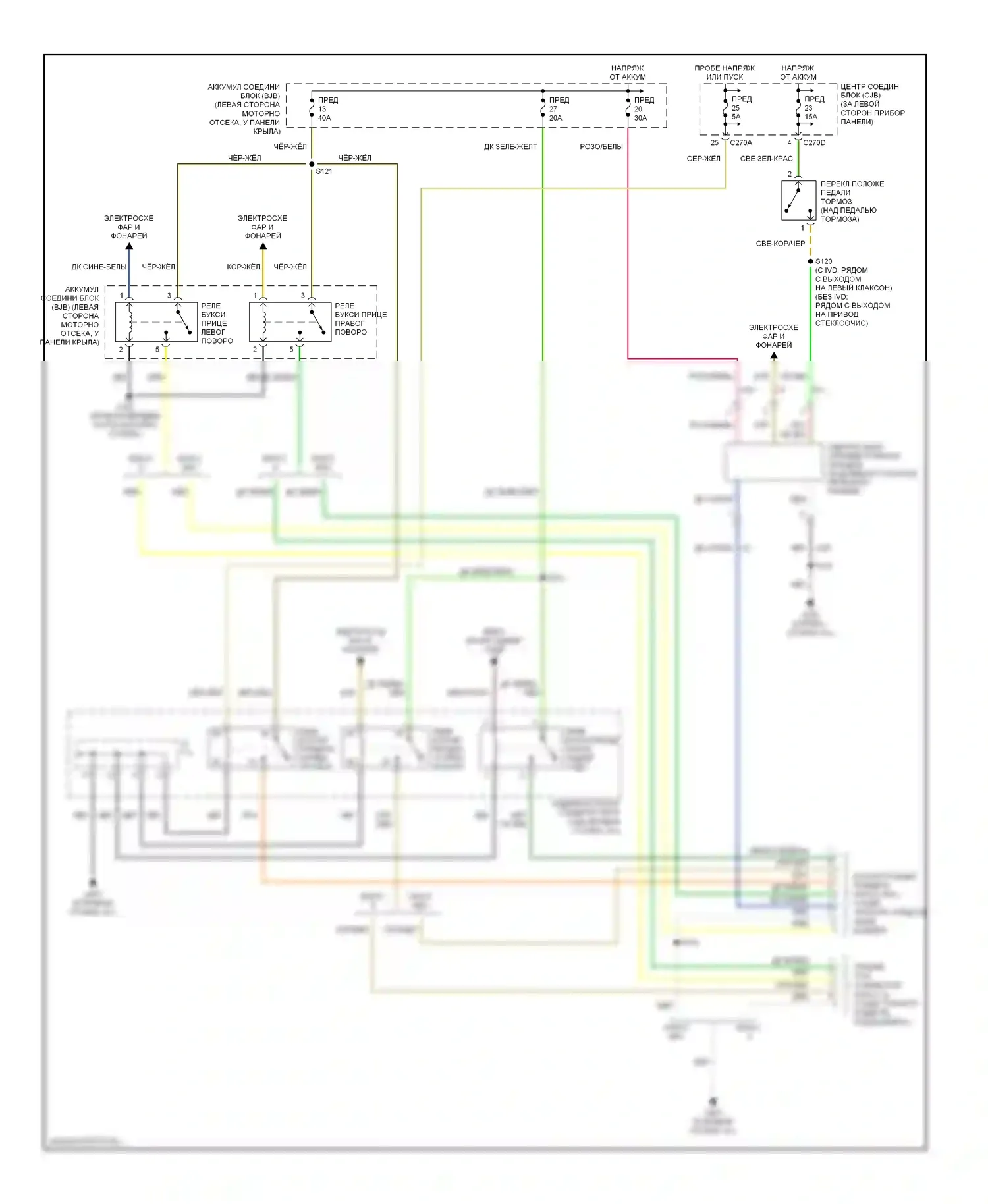 Mountaineer Mercury II (2001-2005): Электросхема буксировки прицепа, ранний выпуск 