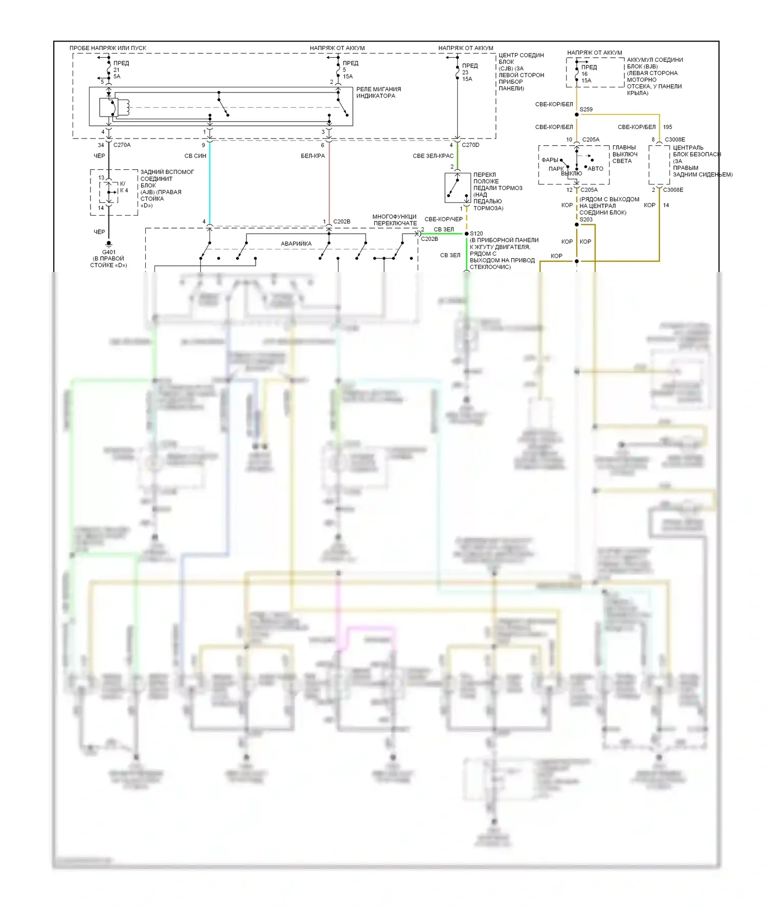 Mountaineer Mercury II (2001-2005): Электросхема фар и фонарей, без ivd 