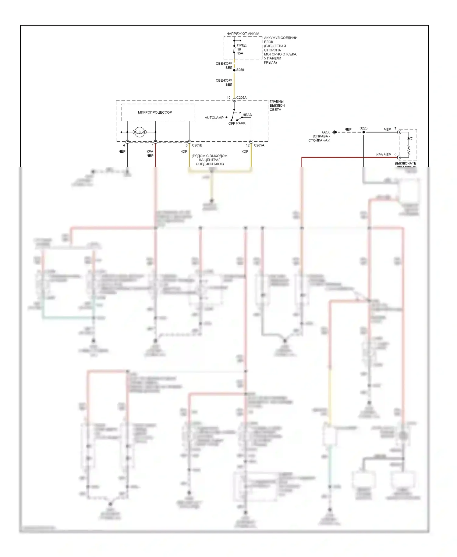 Mountaineer Mercury II (2001-2005): Электросхема подсветки приборной панели 