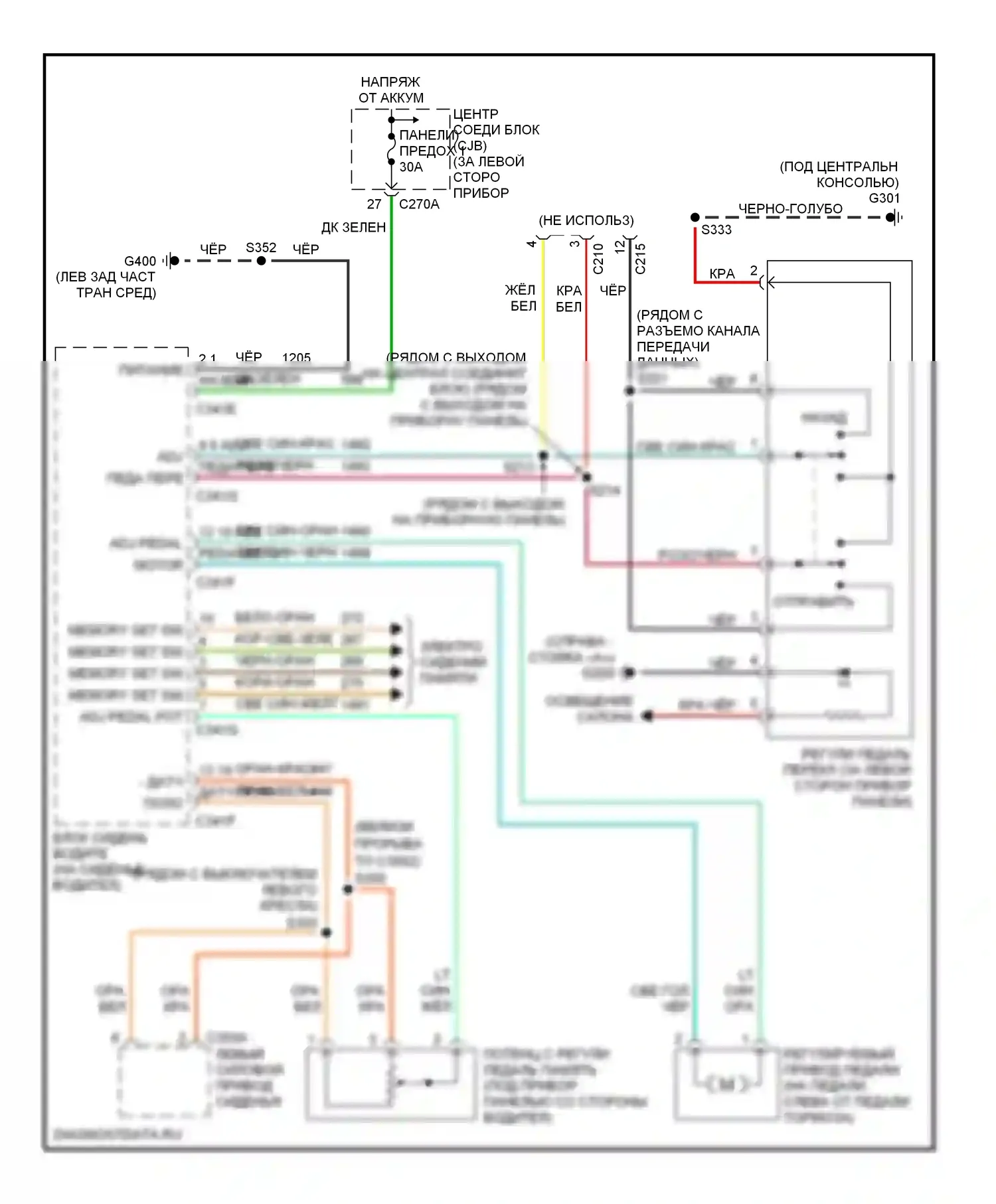 Mountaineer Mercury II (2001-2005): Электросхема регулируемой педали 