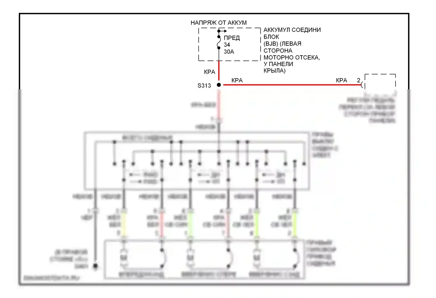 Mountaineer Mercury II (2001-2005): Электросхема сиденья питания для пассажиров 