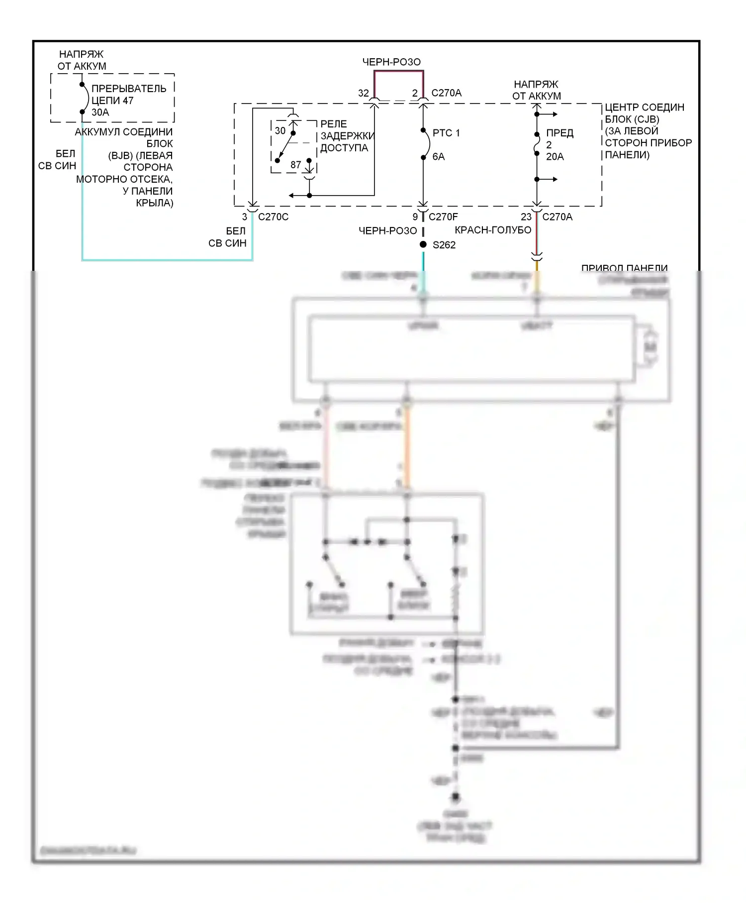 Mountaineer Mercury II (2001-2005): Электросхема складной крыши/люка 