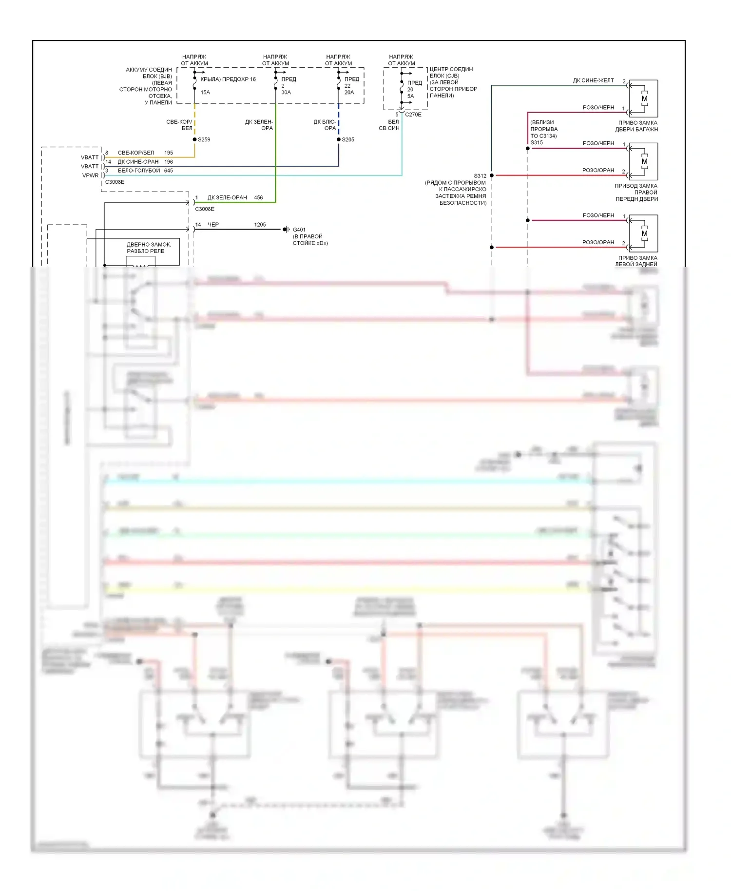 Mountaineer Mercury II (2001-2005): Электросхема центрального замка 