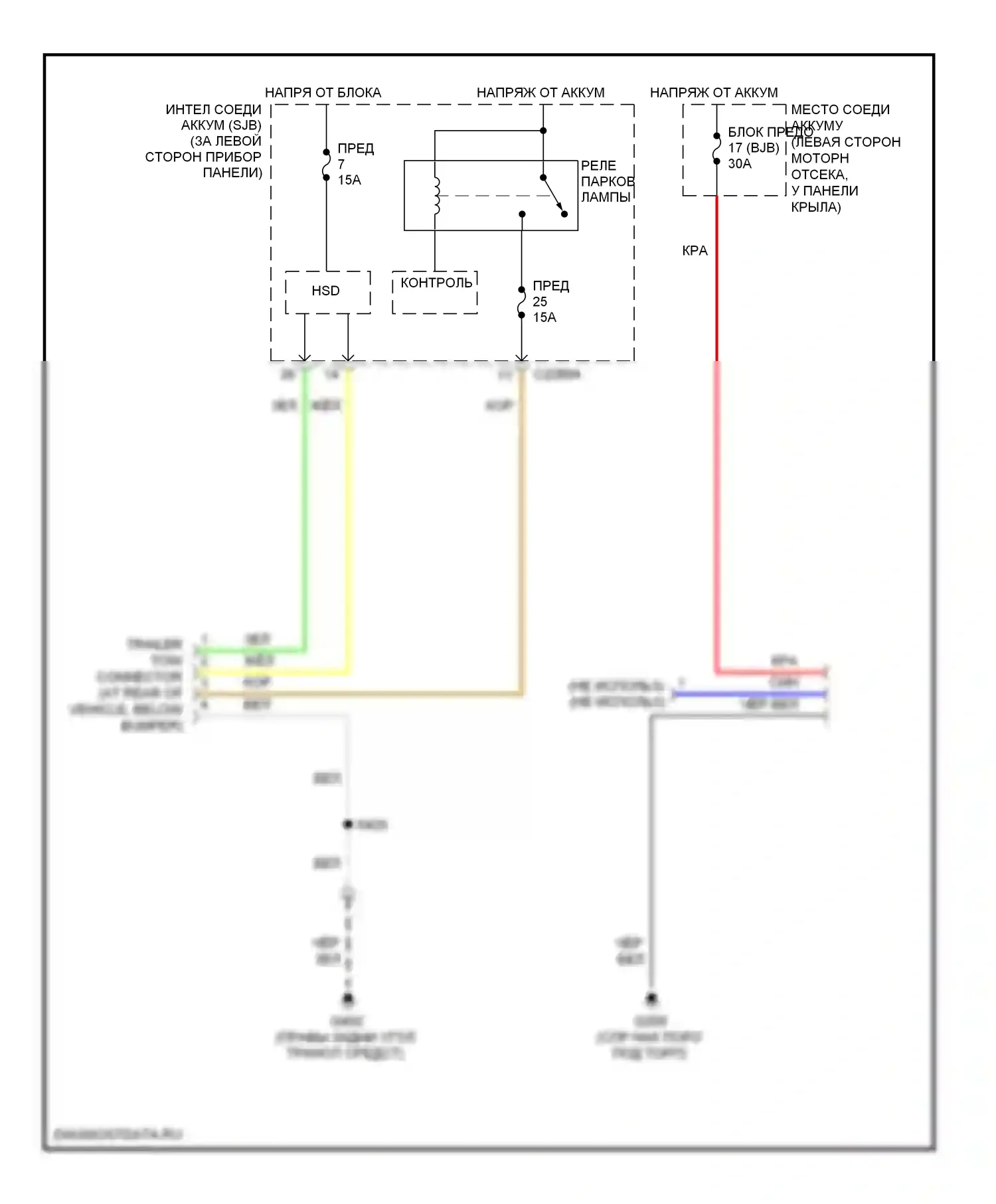 Mountaineer Mercury III (2005-2010): Электросхема буксировки прицепа, с облегченным режимом работы 