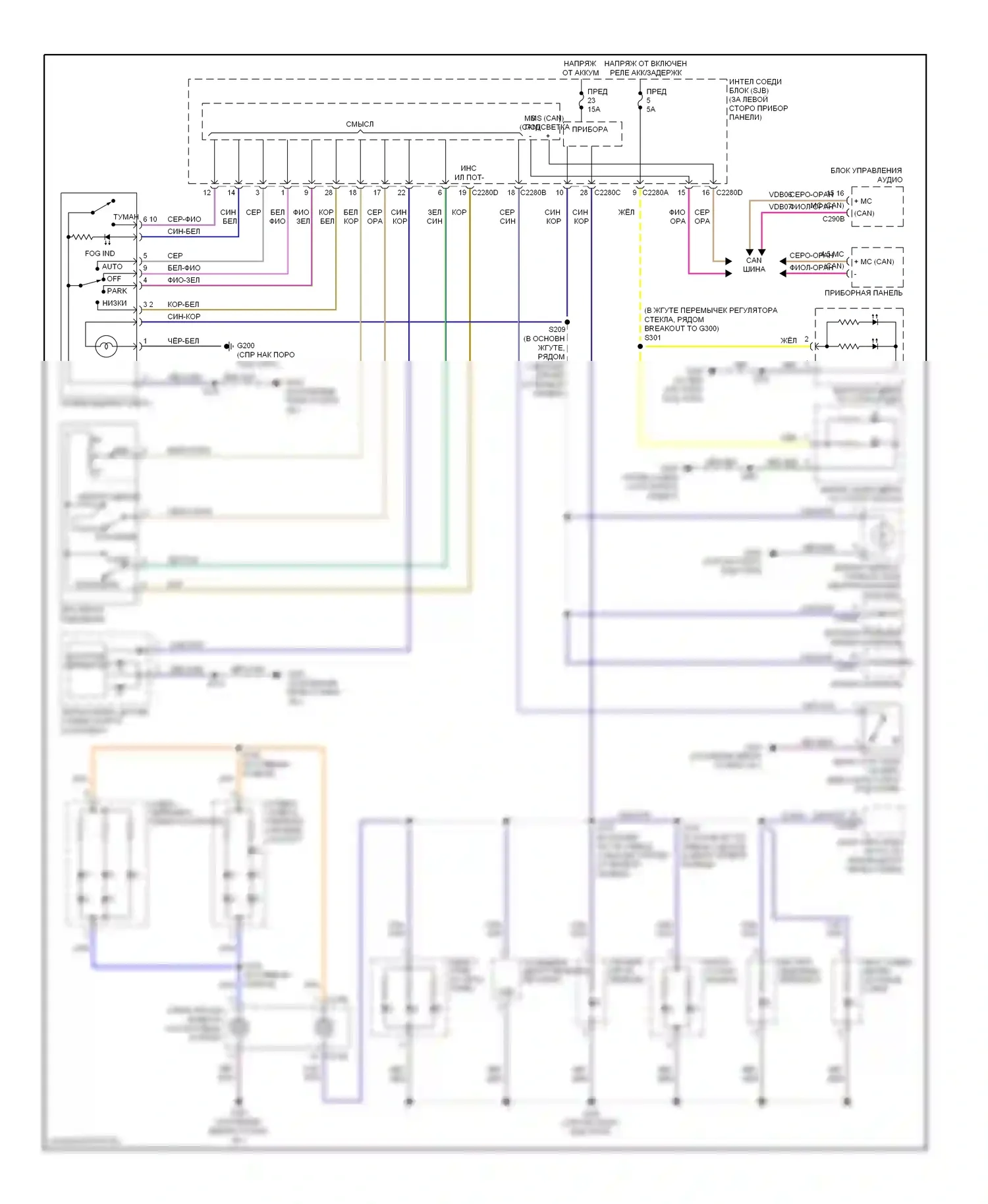 Mountaineer Mercury III (2005-2010): Электросхема подсветки приборной панели 
