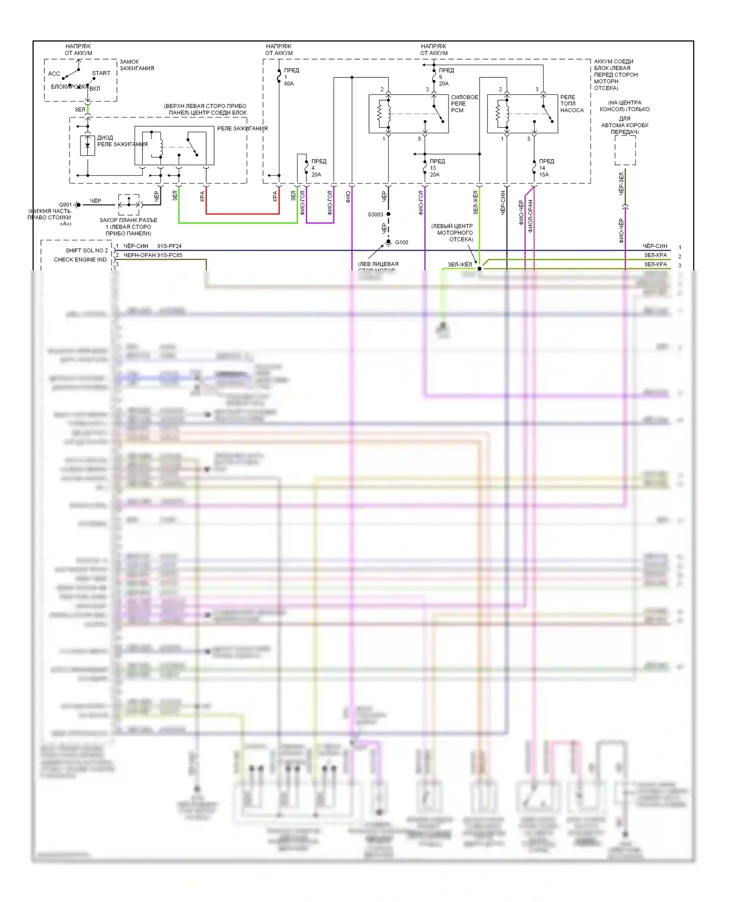 Mystique Mercury I (1994-2000): Электросхема двигателя 2.5ls (1 из 3) 