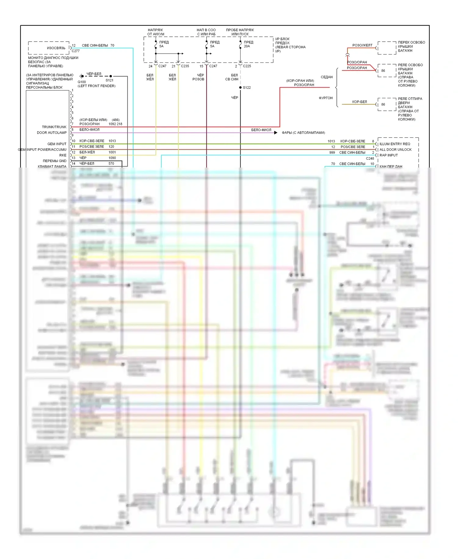 Sable Mercury III (1995-1999): Сигнализации электросхема 
