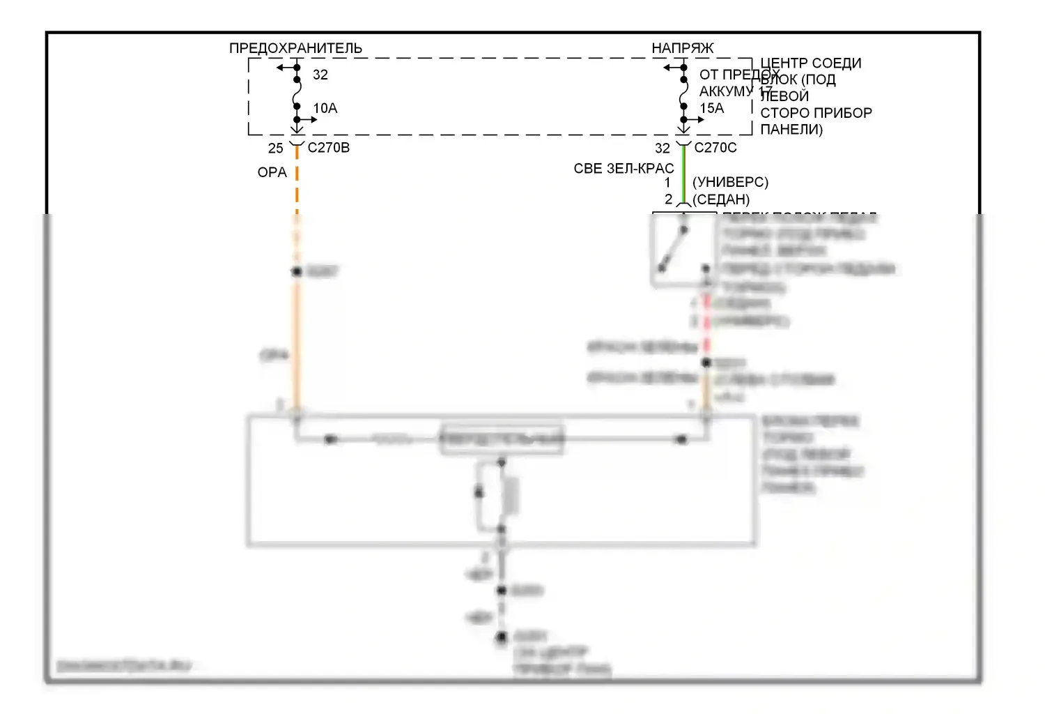 Sable Mercury IV (1999-2005): Электросхема блокировки селектора 