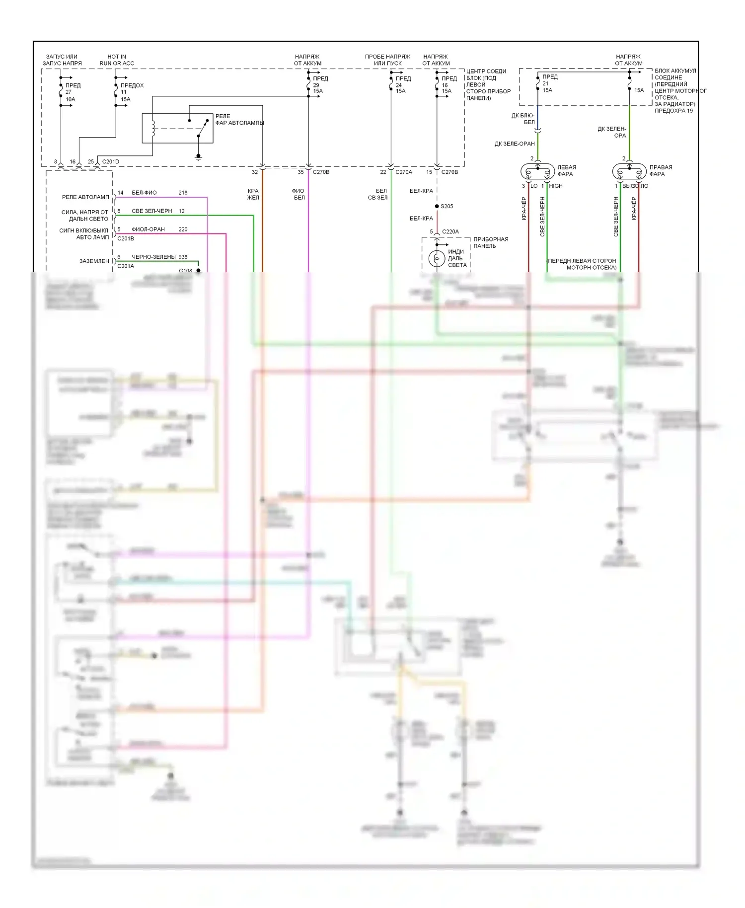 Sable Mercury IV (1999-2005): Электросхема автоламп, без дрели 
