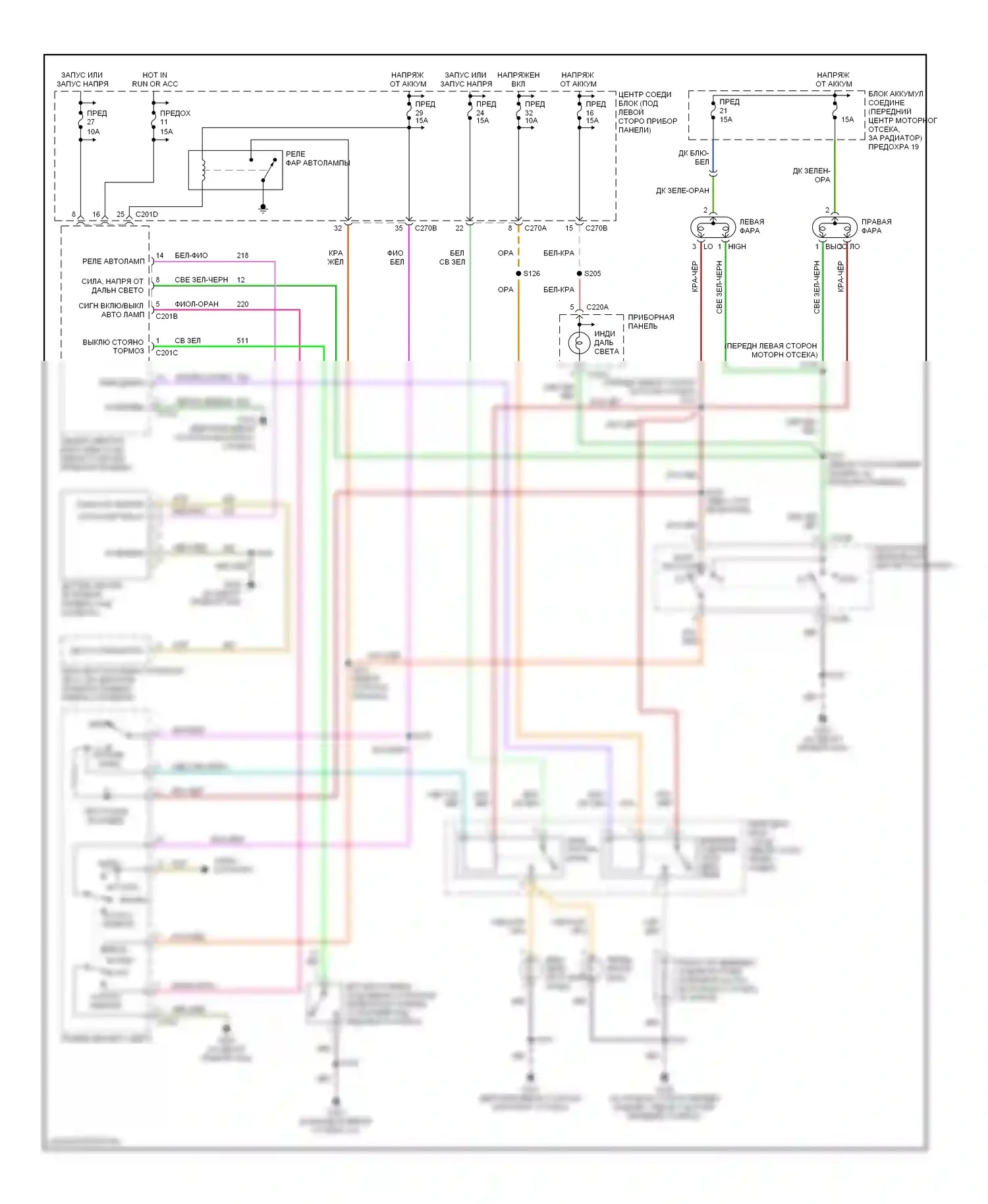 Sable Mercury IV (1999-2005): Электросхема автоламп, с дрелью 