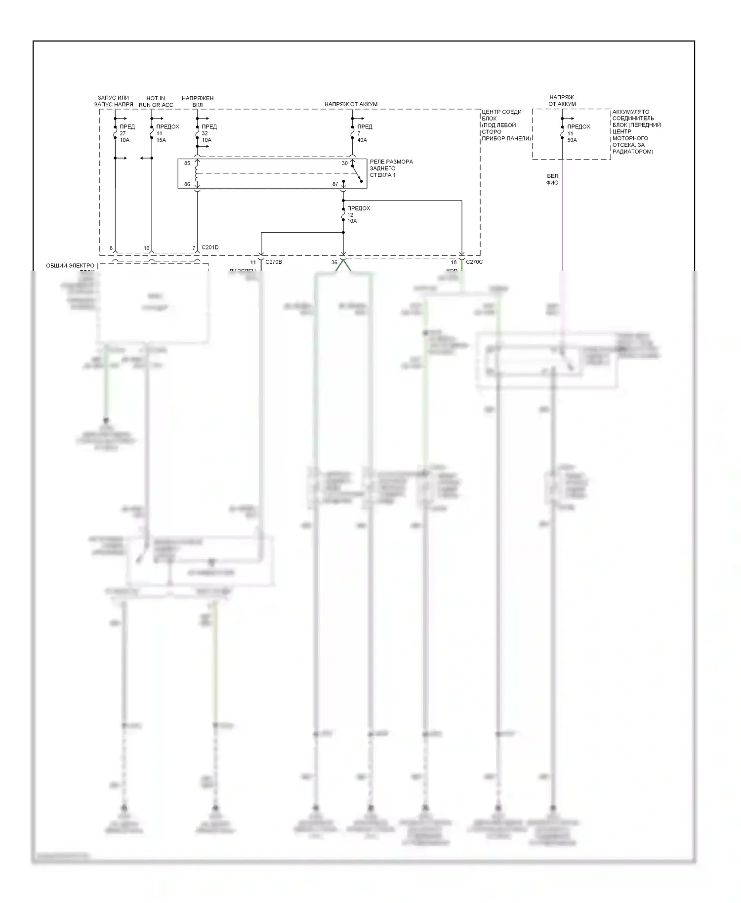 Sable Mercury IV (1999-2005): Электросхема подогрева стекол 