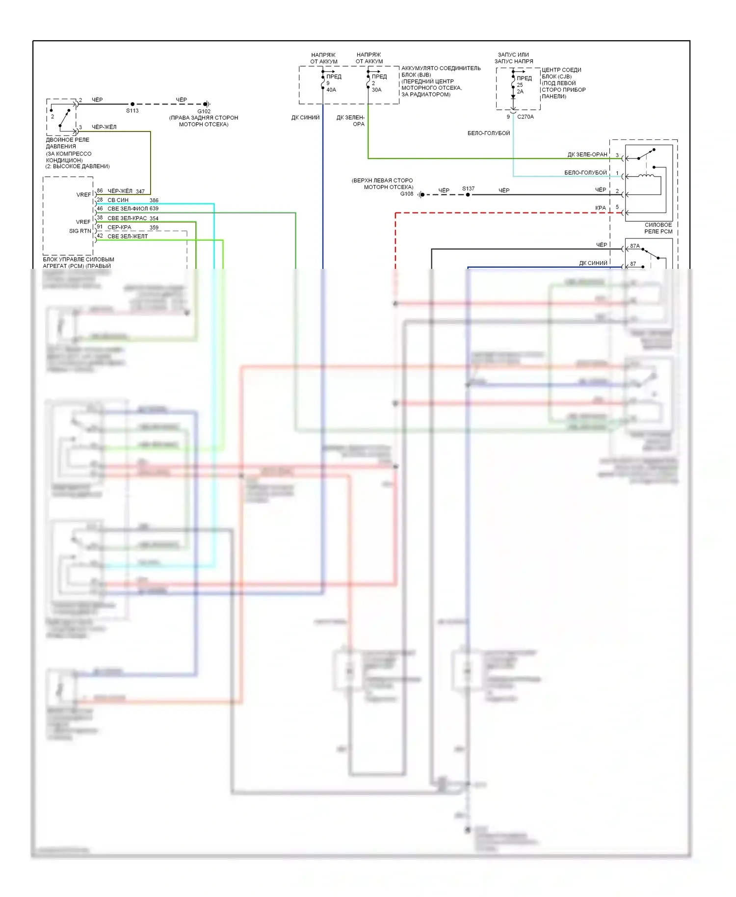 Sable Mercury IV (1999-2005): Электросхема вентилятора охлаждения 