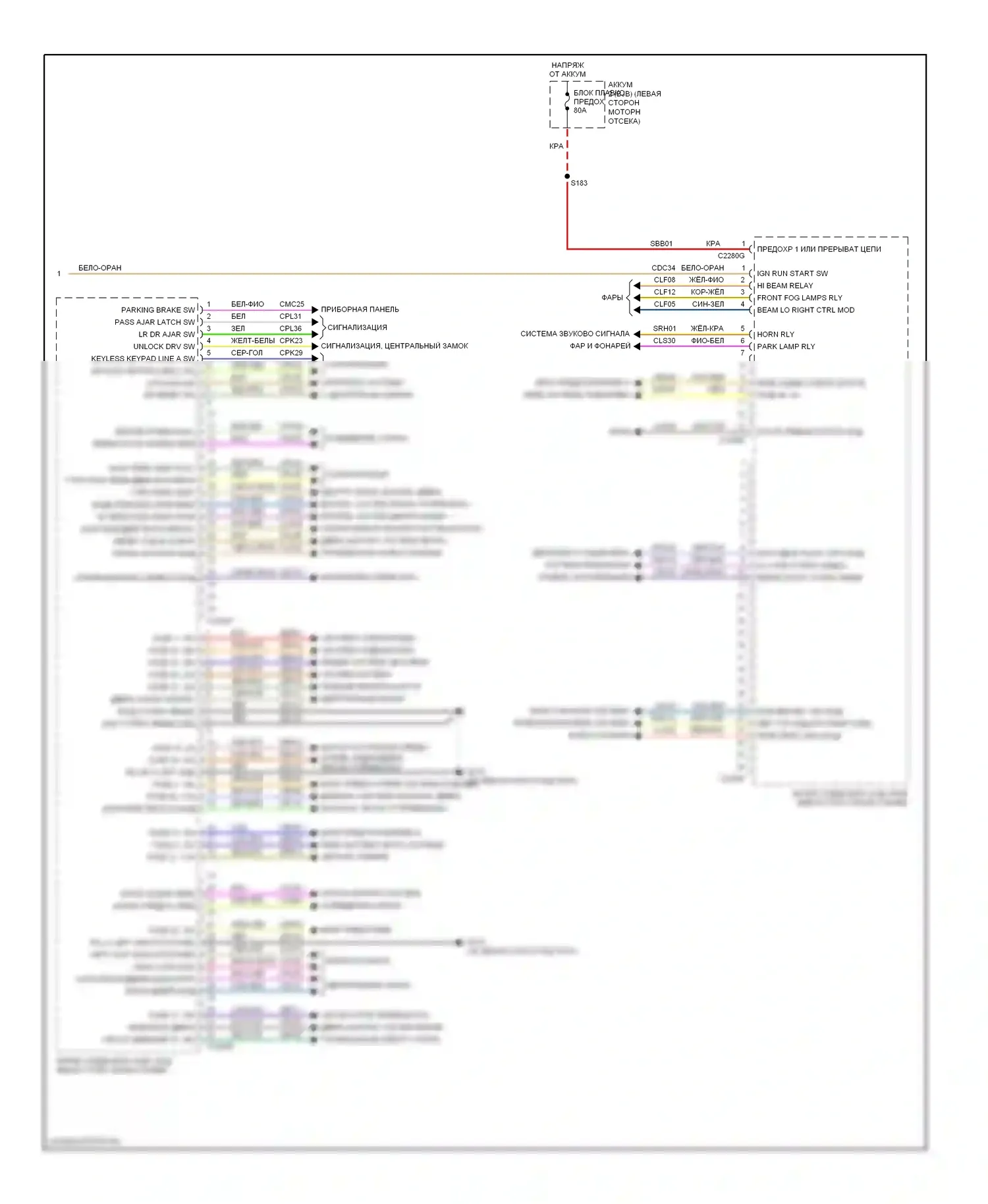 Sable Mercury V (2007-2009): Электросхема блоков управления кузовом (2 из 2) 