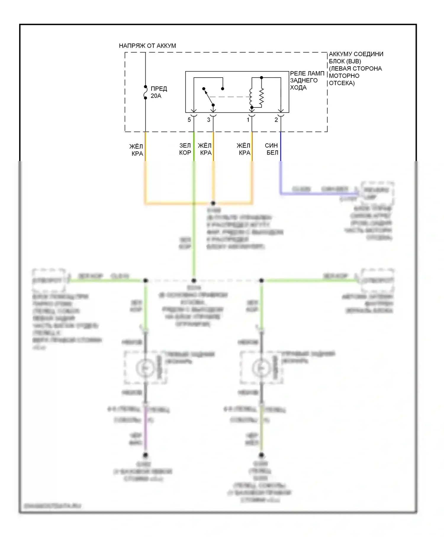 Sable Mercury V (2007-2009): Электросхема фонарей заднего хода 