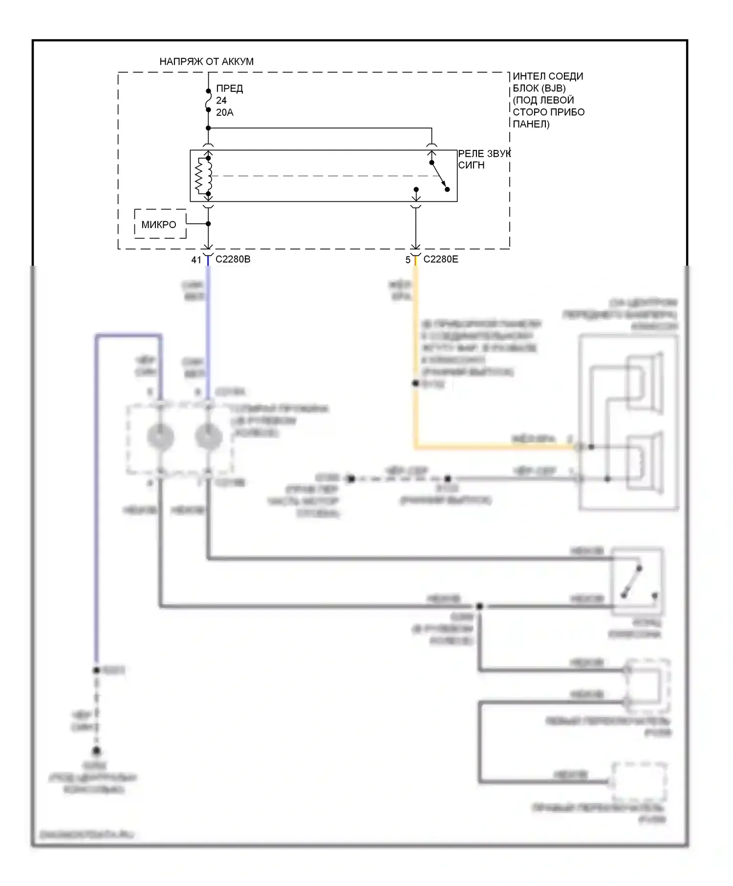 Sable Mercury V (2007-2009): Электросхема клаксона 