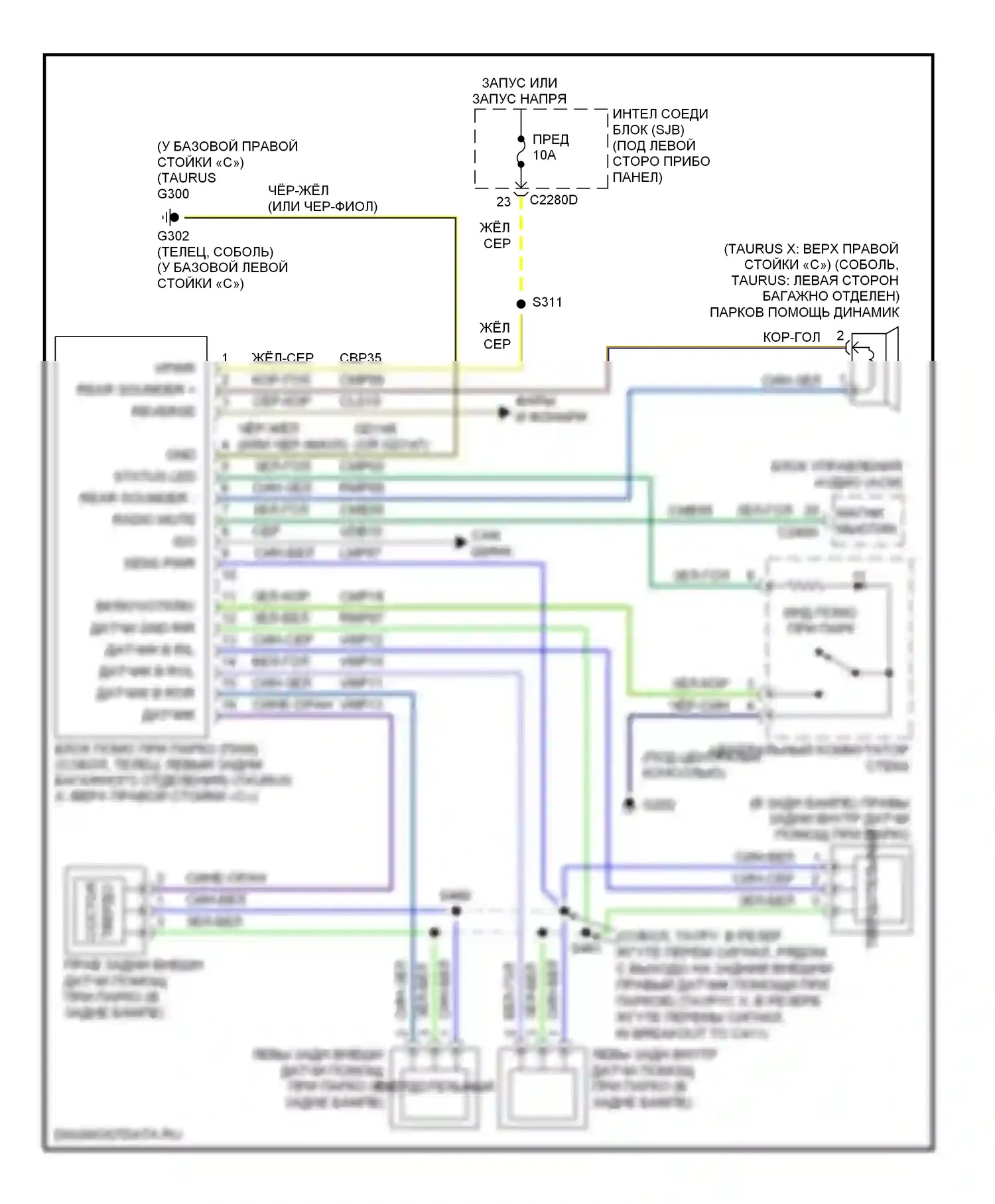 Sable Mercury V (2007-2009): Электросхема парктроника 