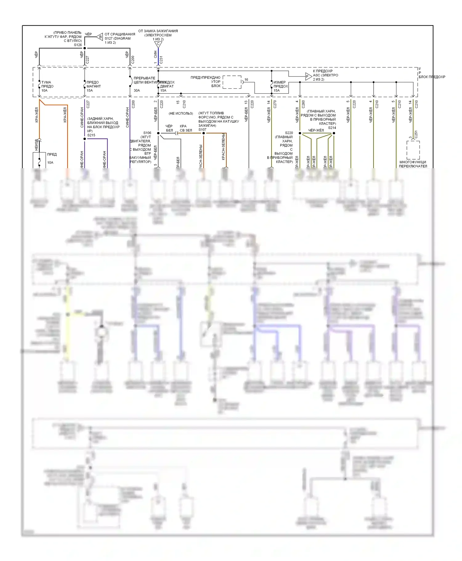 Tracer Mercury I (1991-1999): Электросхема блока предохранителей реле (2 из 2) 