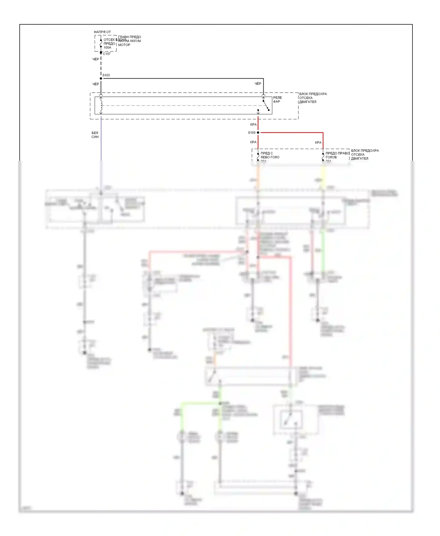 Tracer Mercury I (1991-1999): Электросхема фар, без дрели 