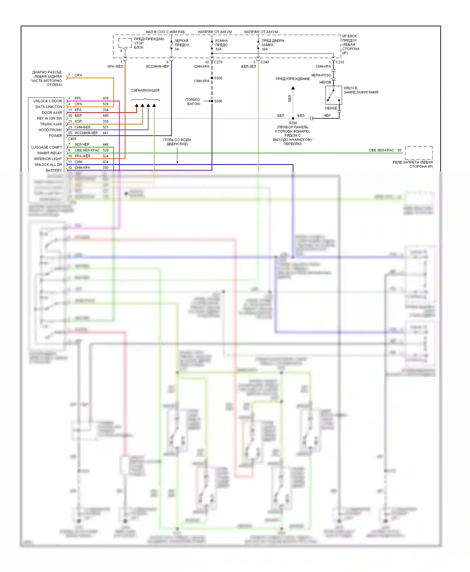Tracer Mercury I (1991-1999): Электросхема бесключевого доступа 