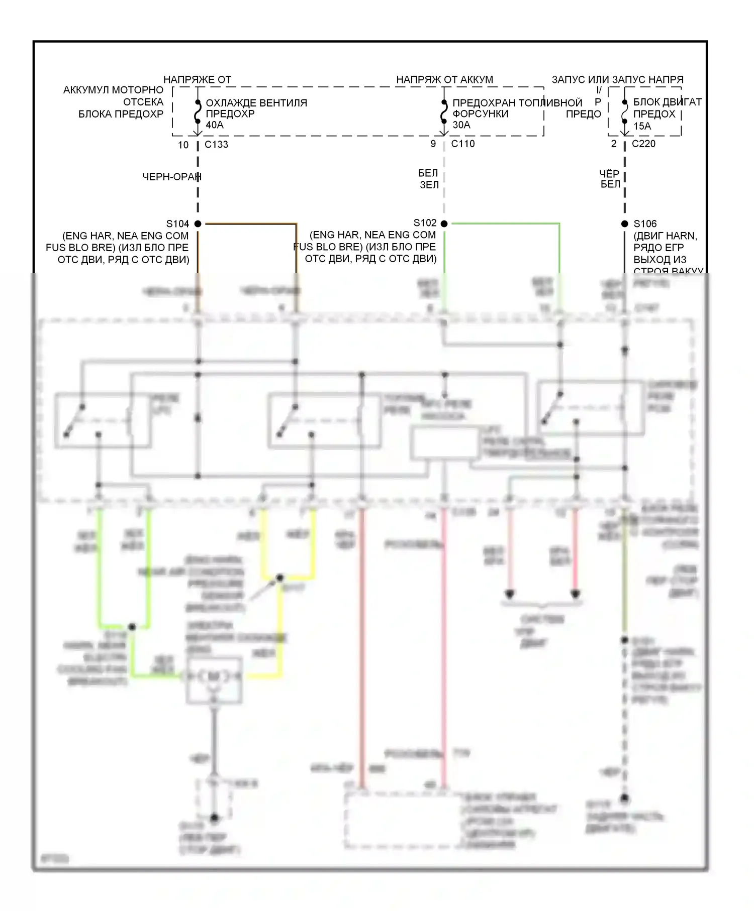 Tracer Mercury I (1991-1999): Электросхема вентилятора охлаждения 