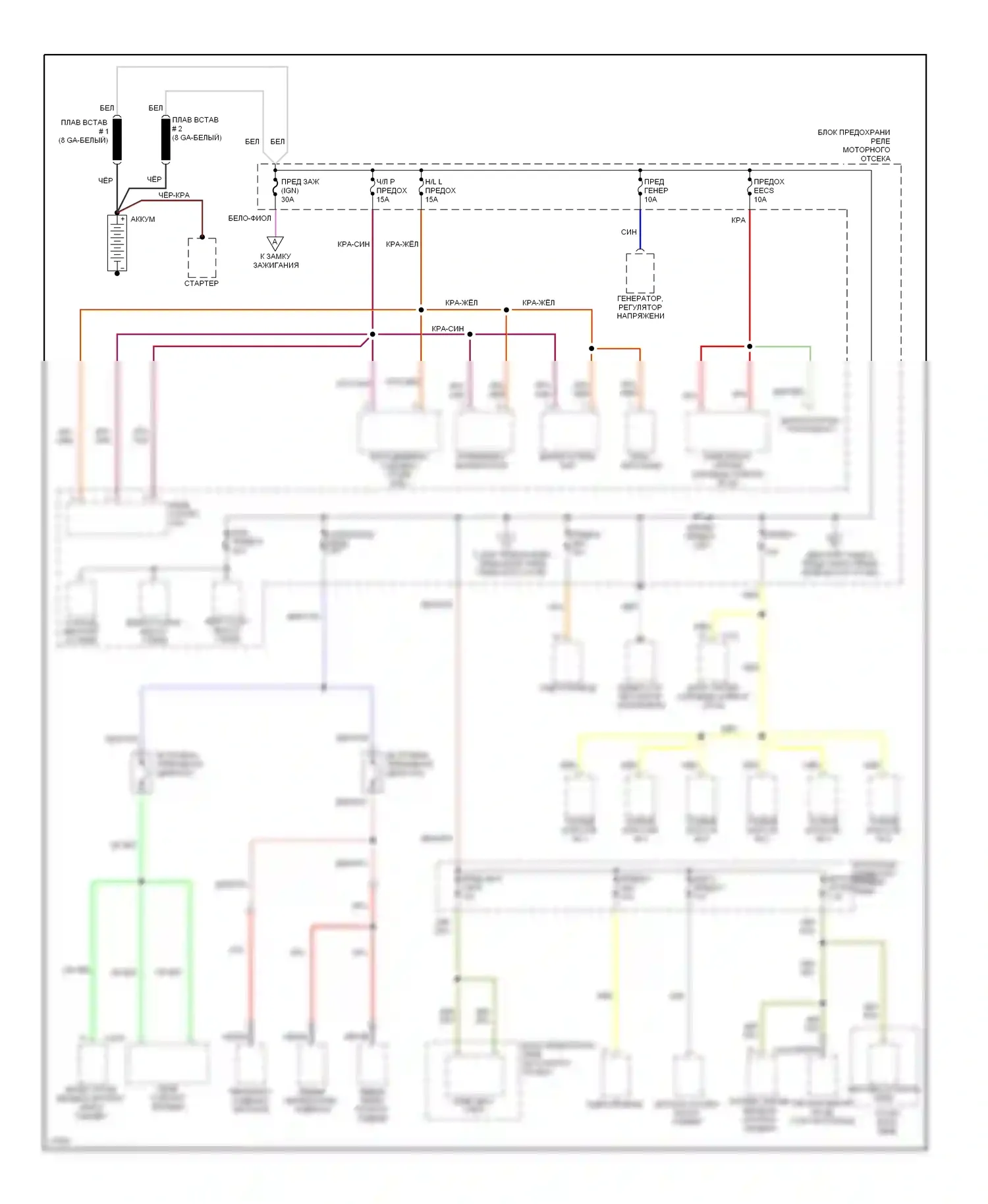 Villager Mercury I (1992-1998): Электросхема блока предохранителей реле (1 из 4) 