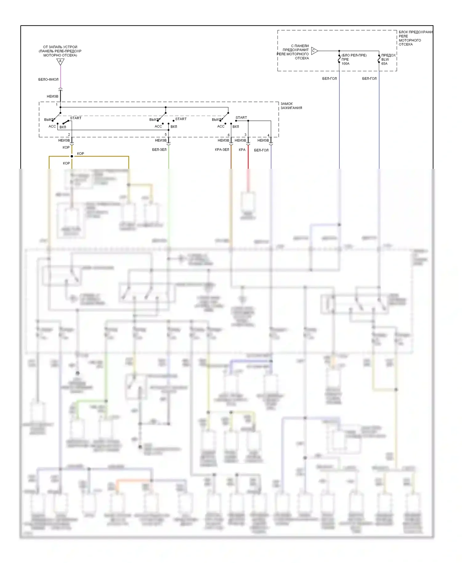 Villager Mercury I (1992-1998): Электросхема блока предохранителей реле (2 из 4) 