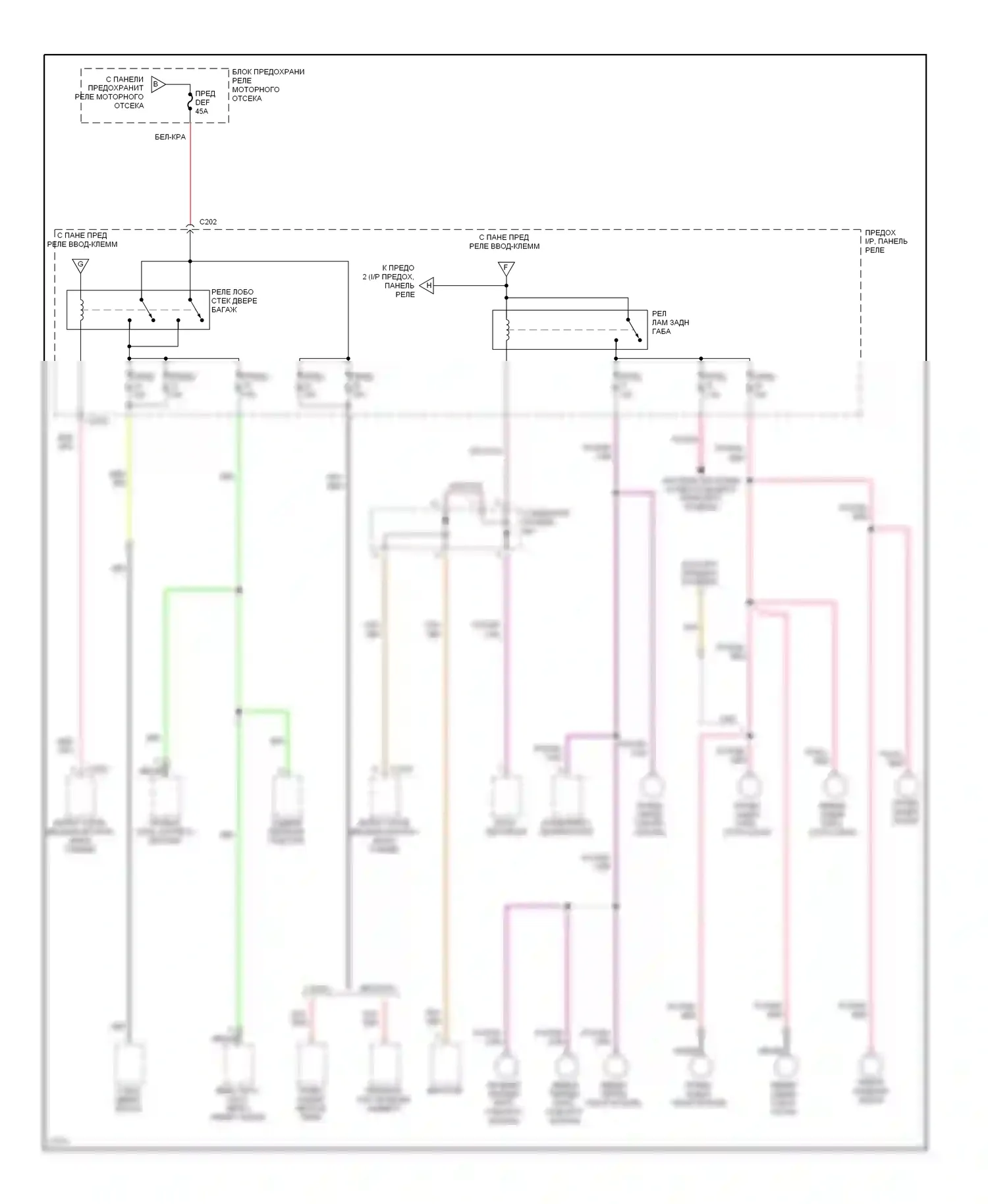 Villager Mercury I (1992-1998): Электросхема блока предохранителей реле (3 из 4) 