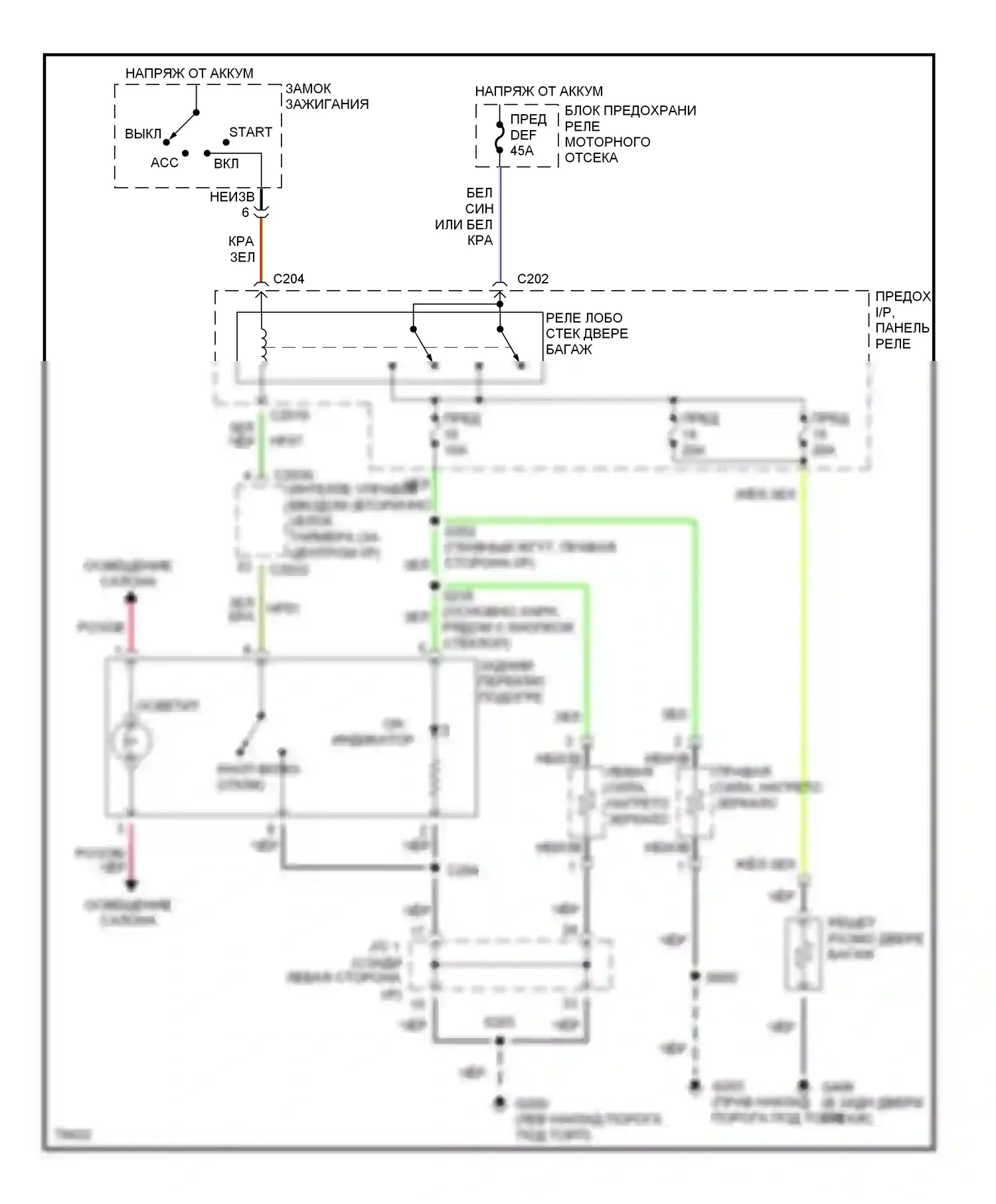 Villager Mercury I (1992-1998): Электросхема подогрева 