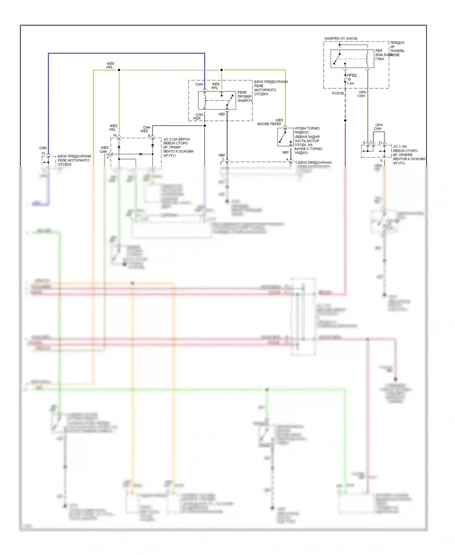 Villager Mercury I (1992-1998): Электросхема приборной панели, аналоговая панель (2 из 2) 