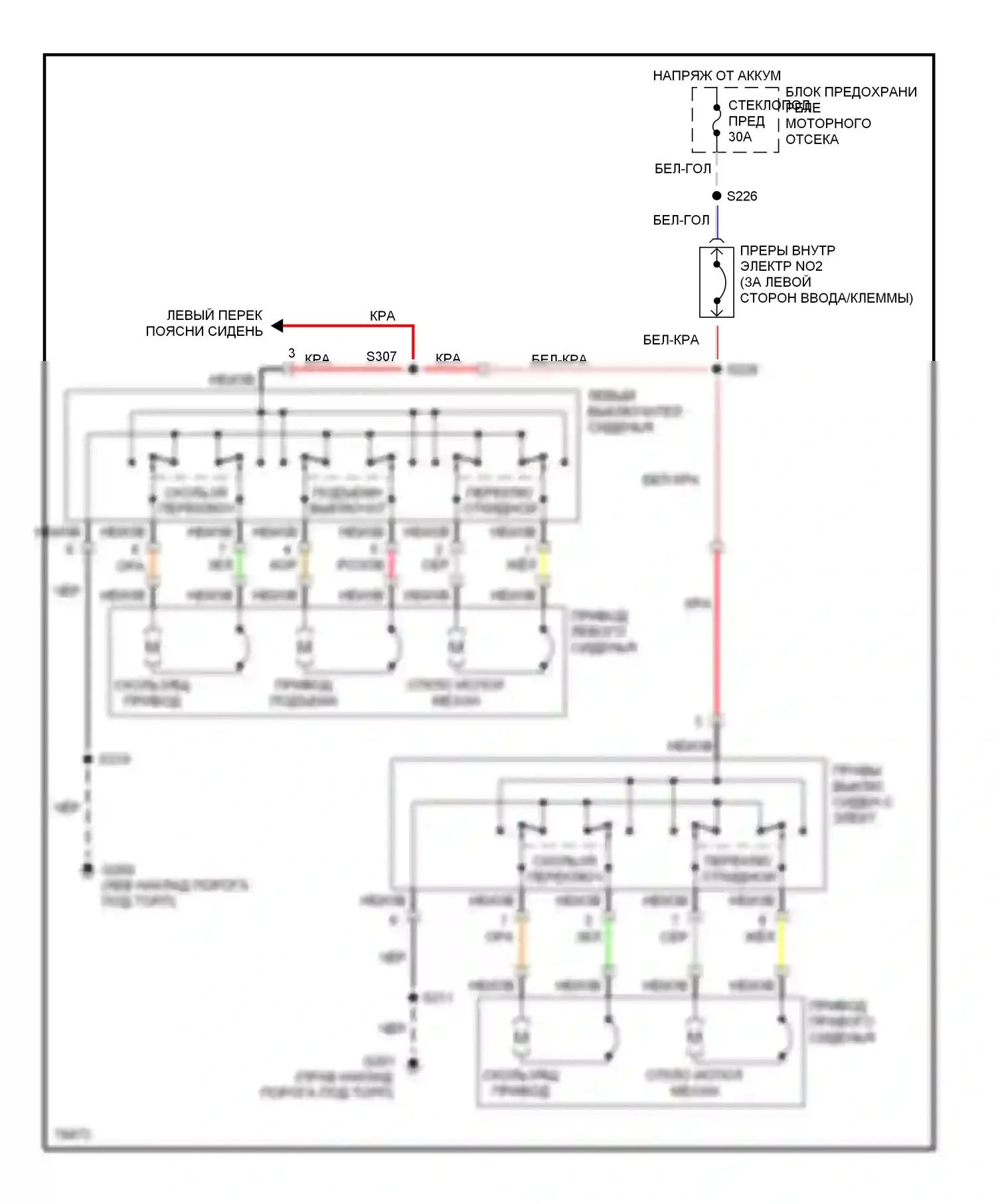 Villager Mercury I (1992-1998): Электросхема силового сиденья 