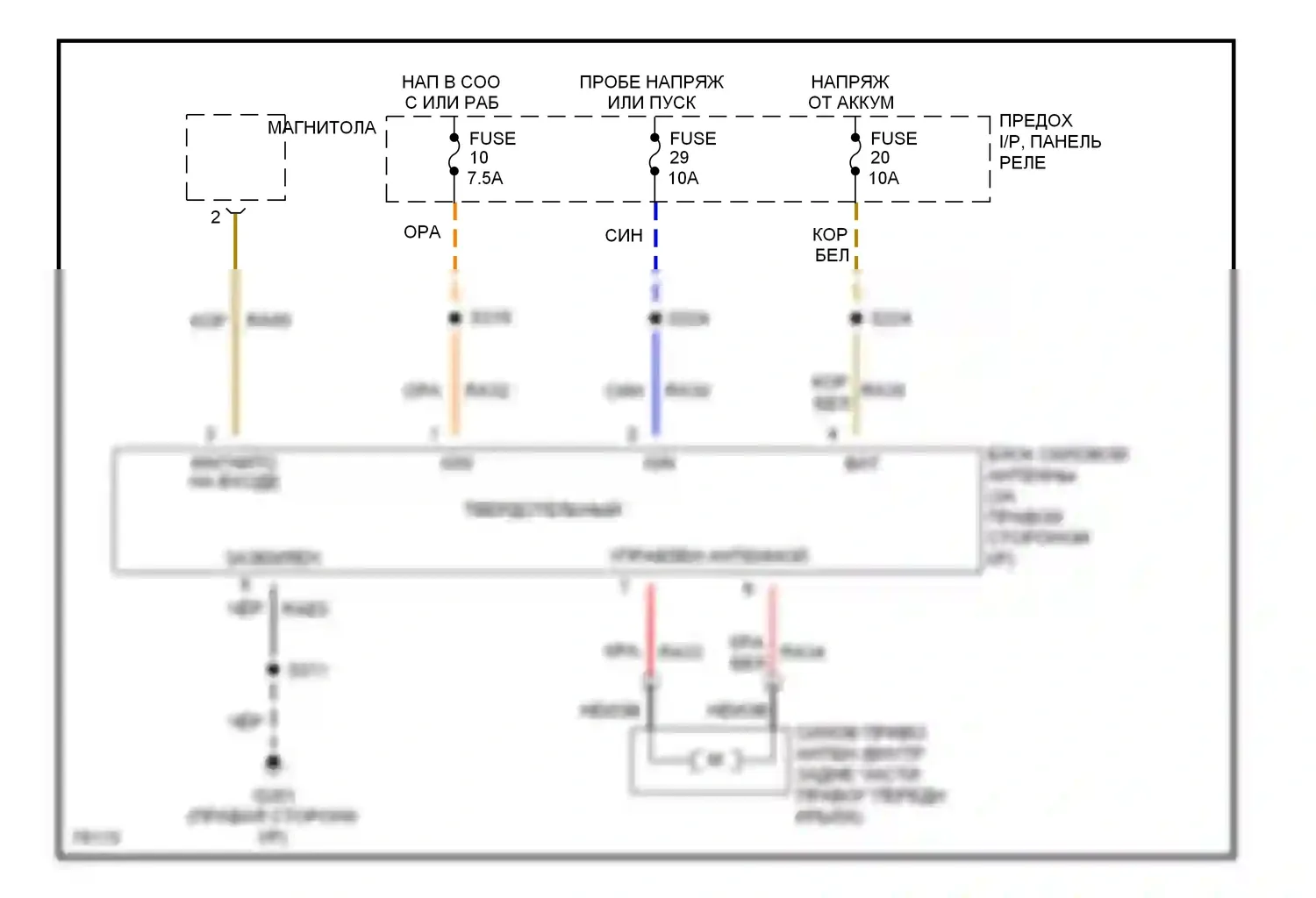 Villager Mercury I (1992-1998): Электросхема силовой антенны 
