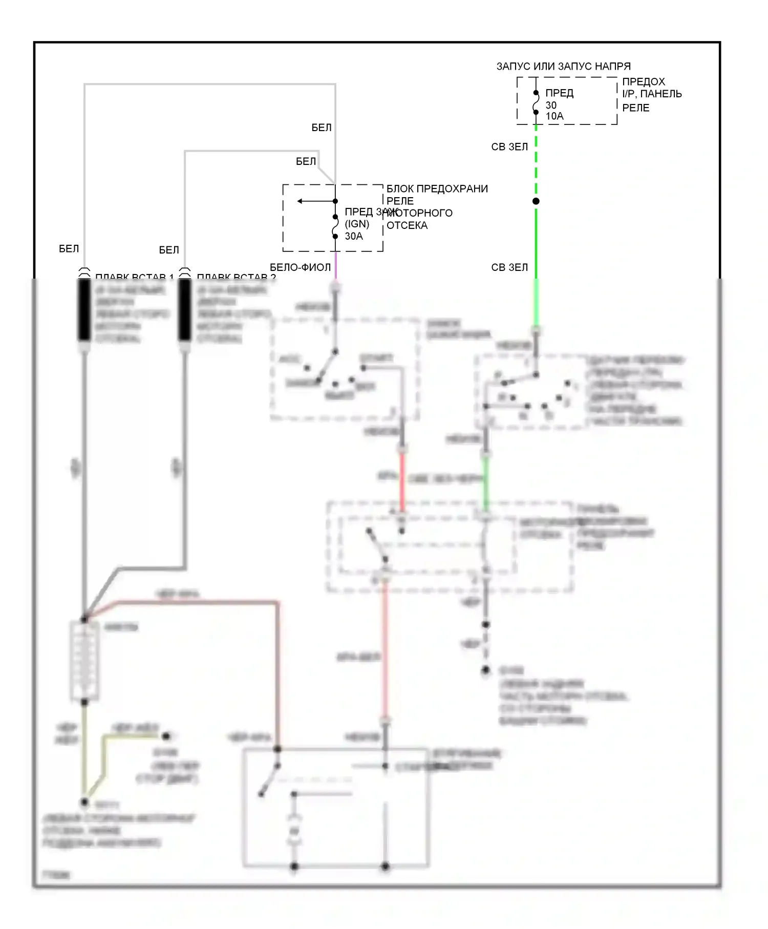 Villager Mercury I (1992-1998): Электросхема стартера, без сигнализации 