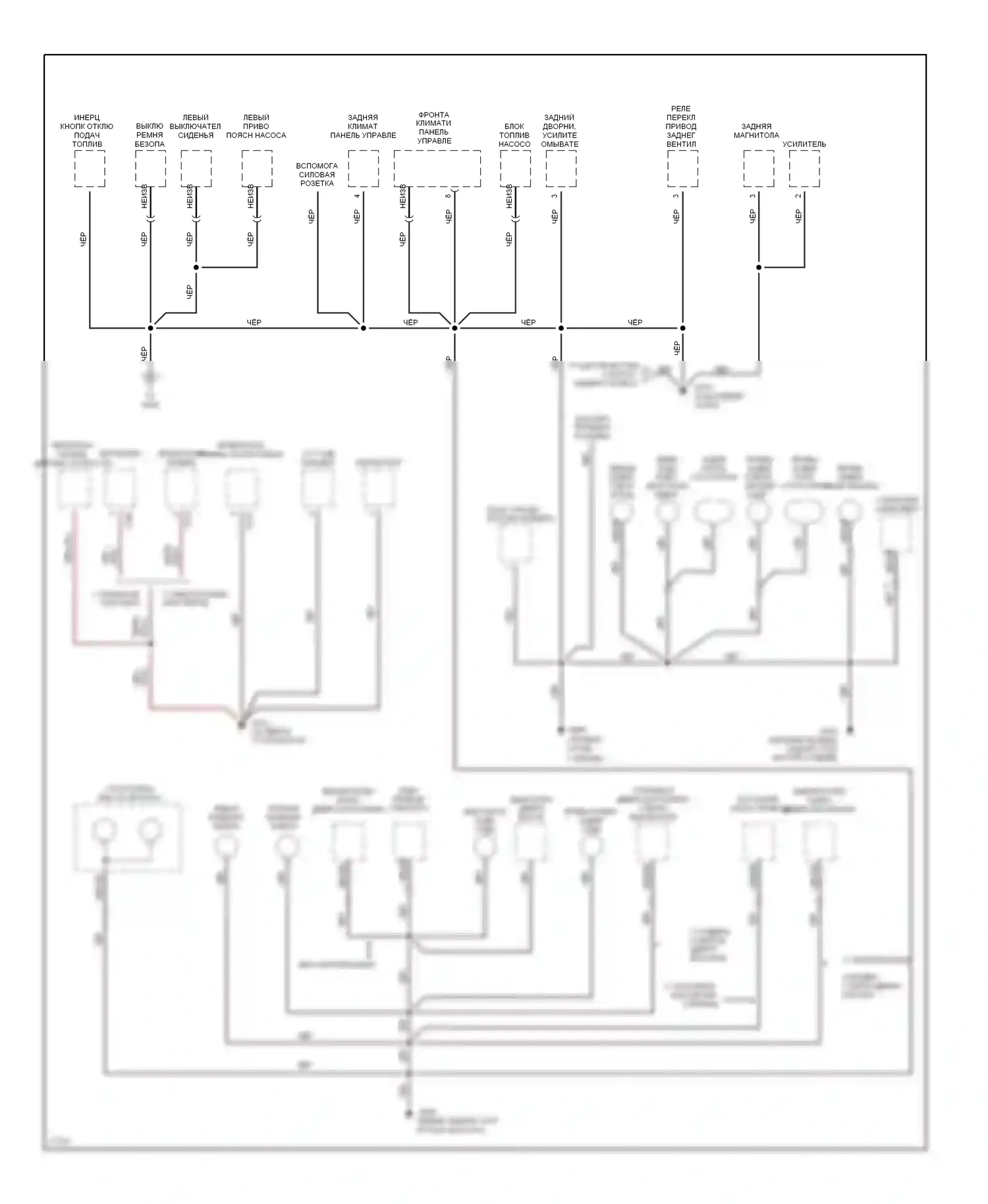 Villager Mercury I (1992-1998): Электросхема точек подключения масс (3 из 3) 