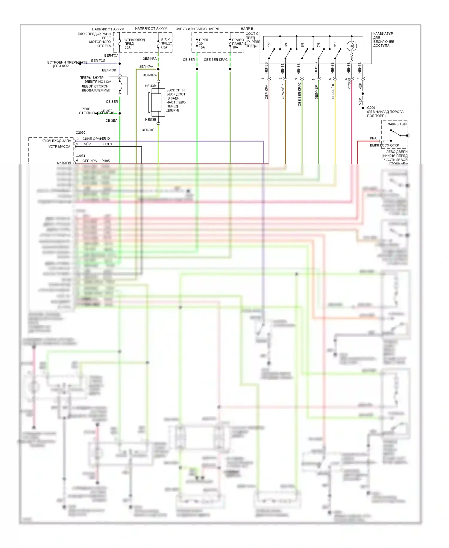 Villager Mercury I (1992-1998): Электросхема бесключевого доступа 
