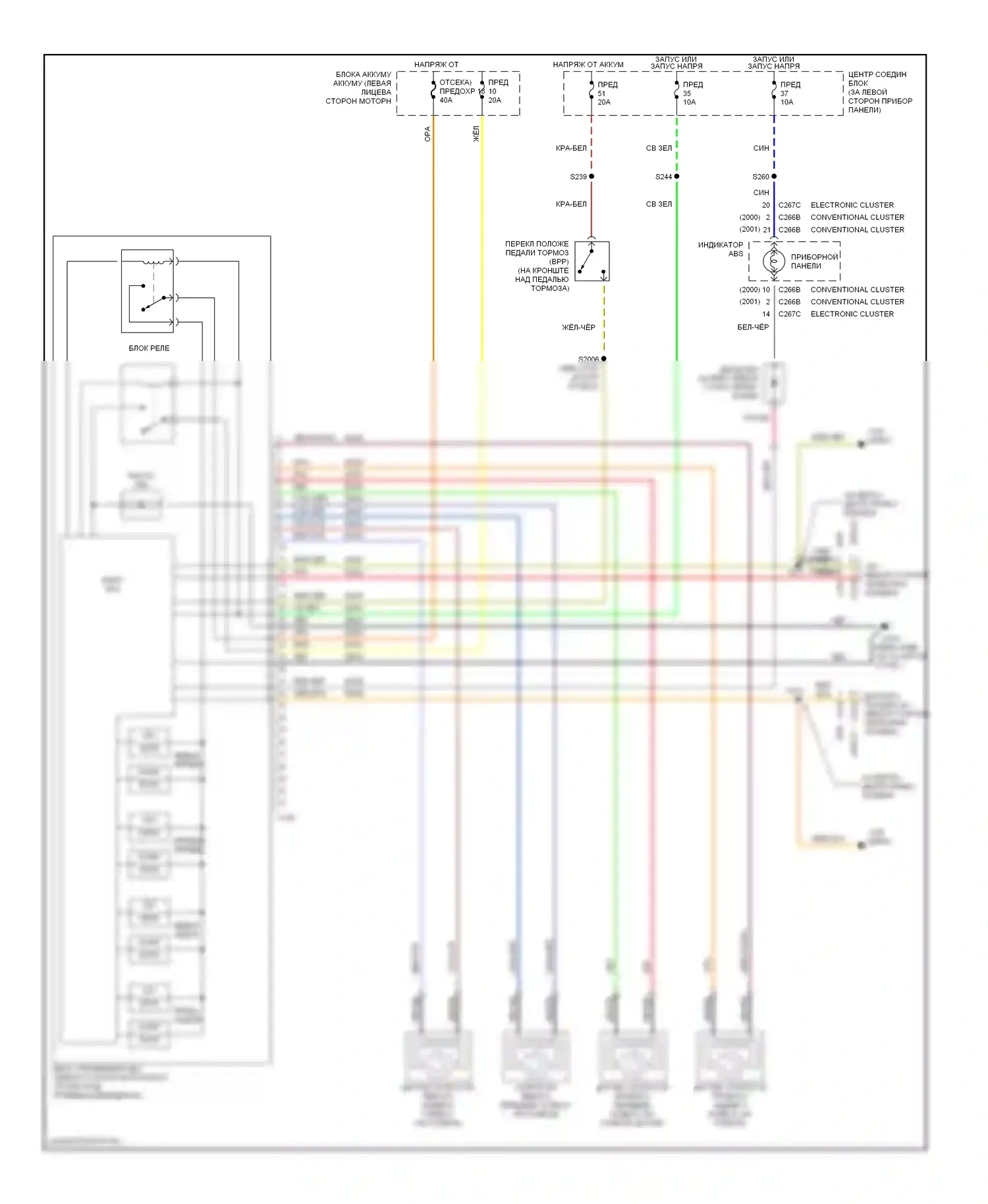 Villager Mercury II (1998-2002): Электросхемы антиблокировочной системы abs 