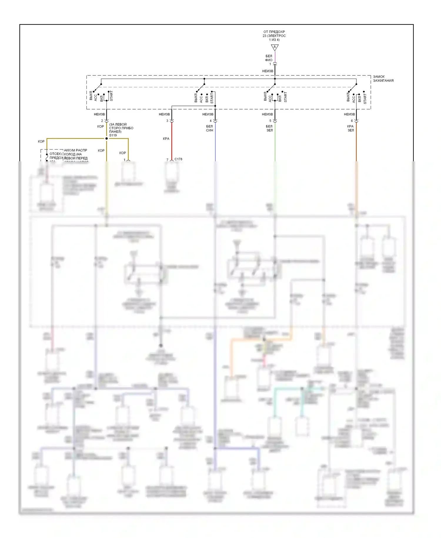 Villager Mercury II (1998-2002): Электросхема блока предохранителей реле (2 из 4) 