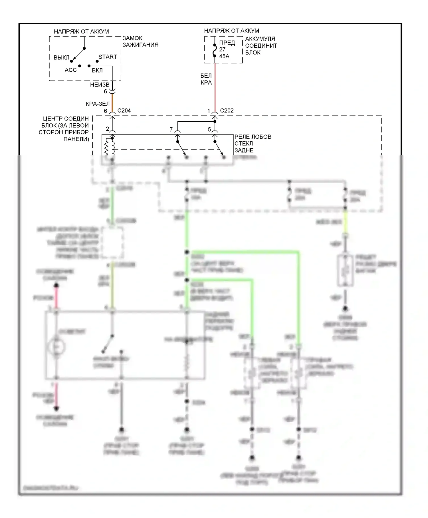 Villager Mercury II (1998-2002): Электросхема подогрева 