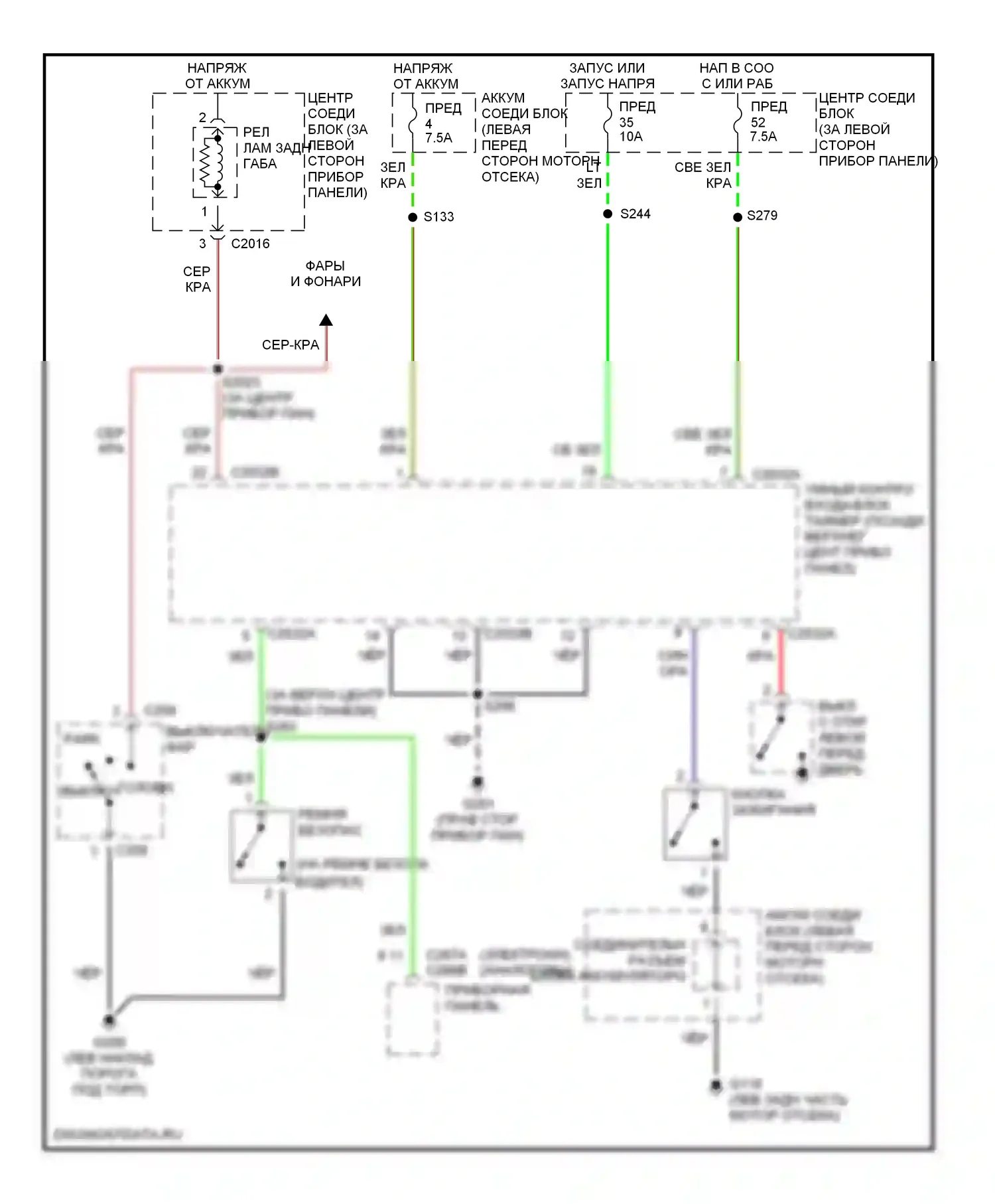 Villager Mercury II (1998-2002): Электросхемы системы оповещения 