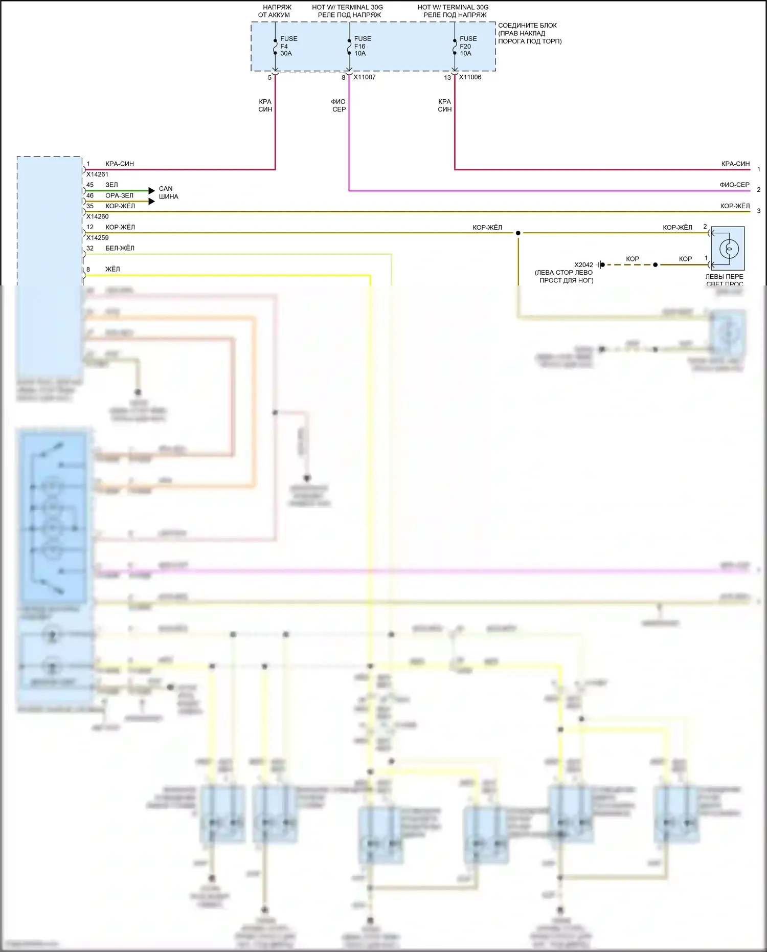 Cooper Clubman MINI I рестайлинг (2010-2014): Электросхема освещения салона, кабриолет с пакетом внутренних фонарей (1 из 2) 