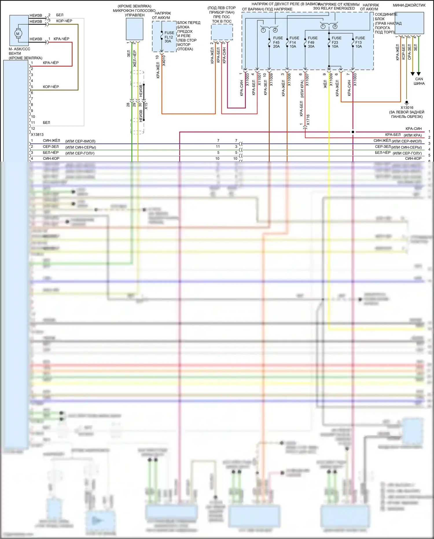 Cooper Clubman MINI I рестайлинг (2010-2014): Электросхема навигации, с усилителем (1 из 2) 
